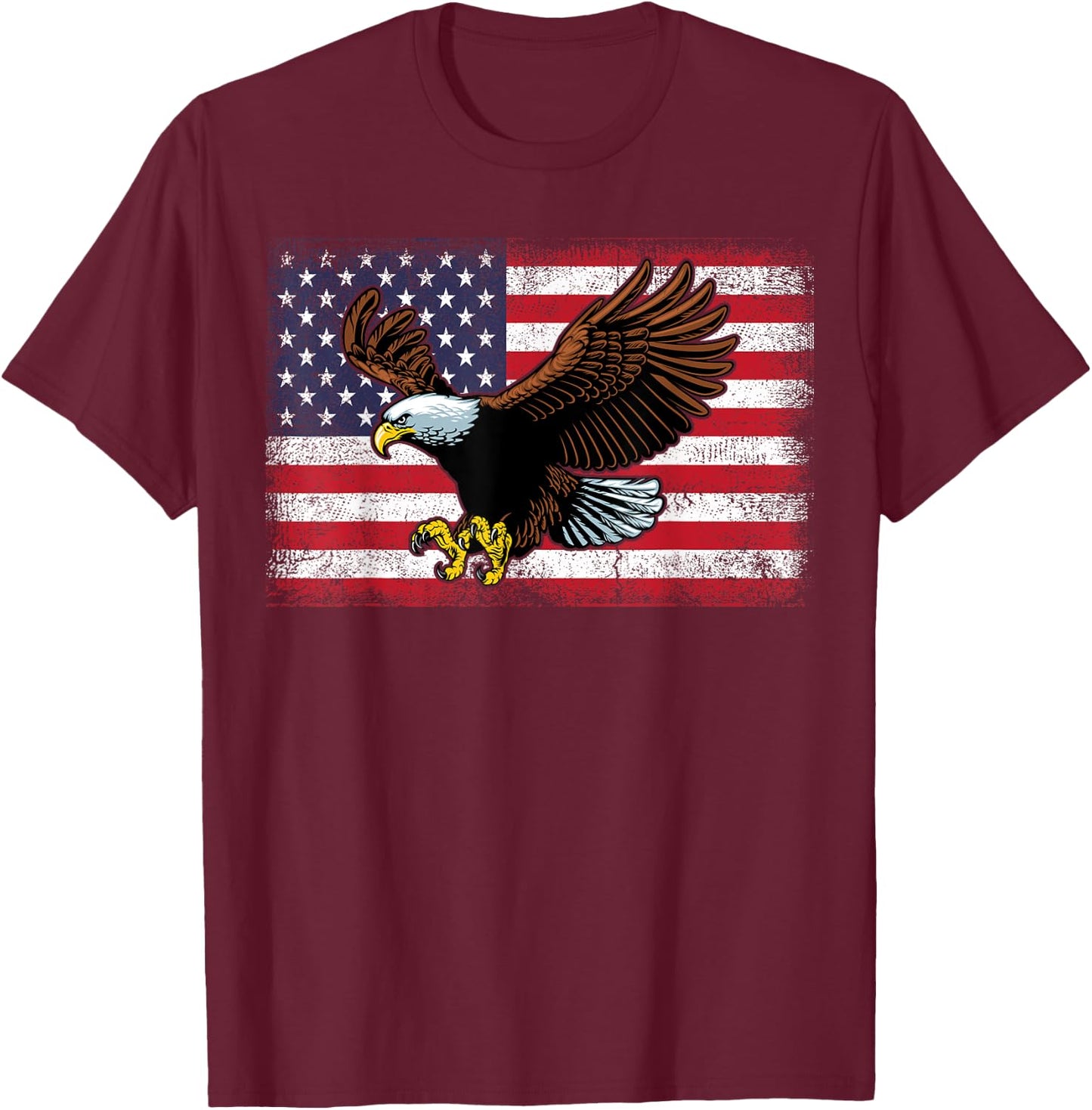 Bald Eagle Shirts, Patriotic American Flag Christmas T-Shirt - T-Shirt | Maroon
