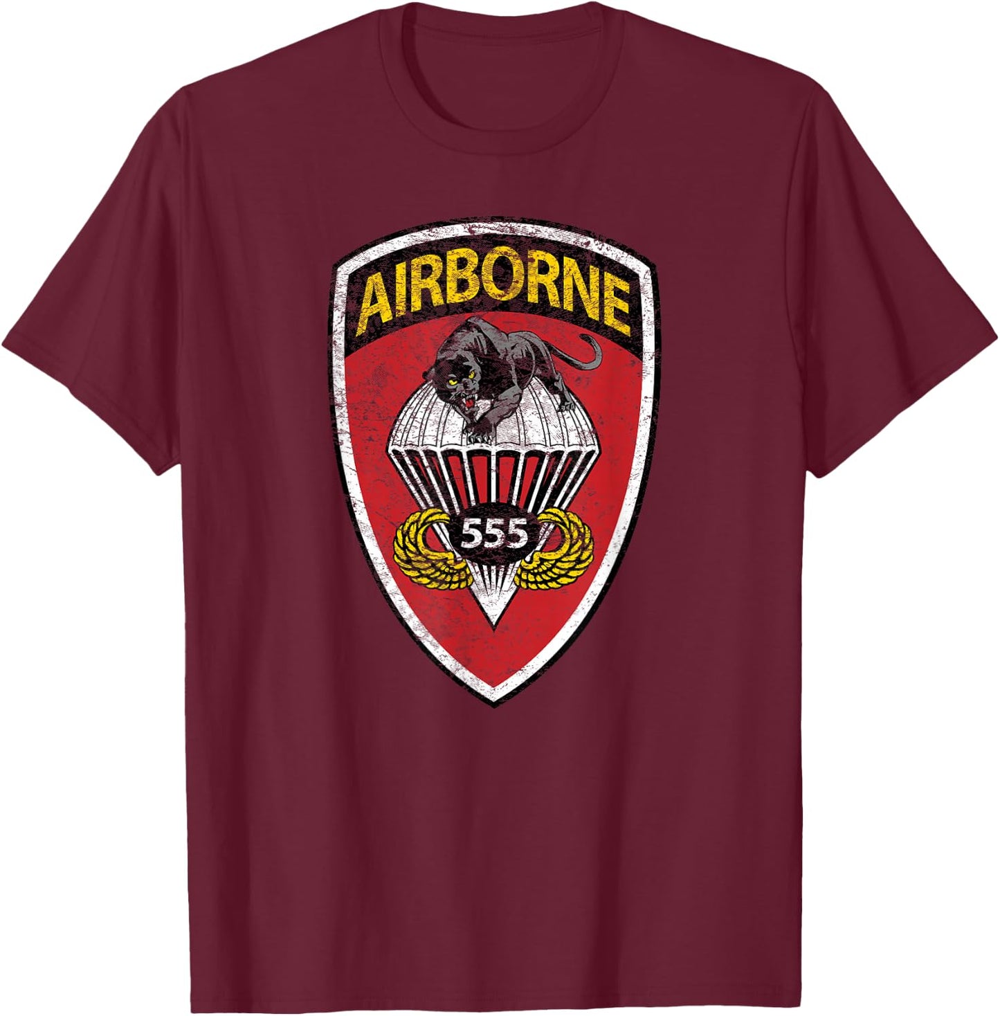 American Marauder: 555th Parachute Infantry Insignia T-Shirt - T-Shirt | Maroon