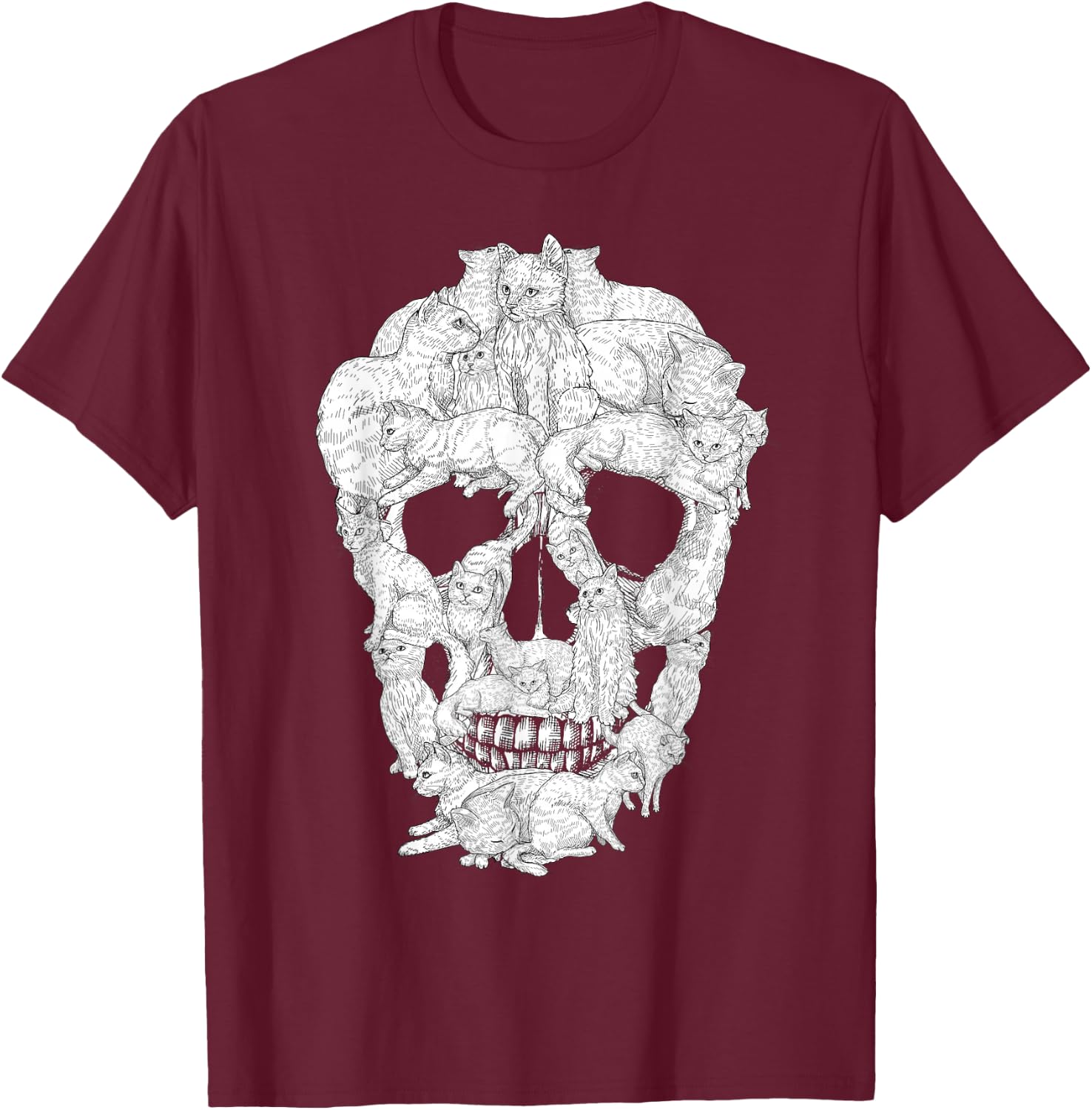 Best Cat Skull Women Halloween Skeleton Cat Lover T-Shirt - T-Shirt | Maroon