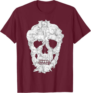 Best Cat Skull Women Halloween Skeleton Cat Lover T-Shirt - T-Shirt | Maroon