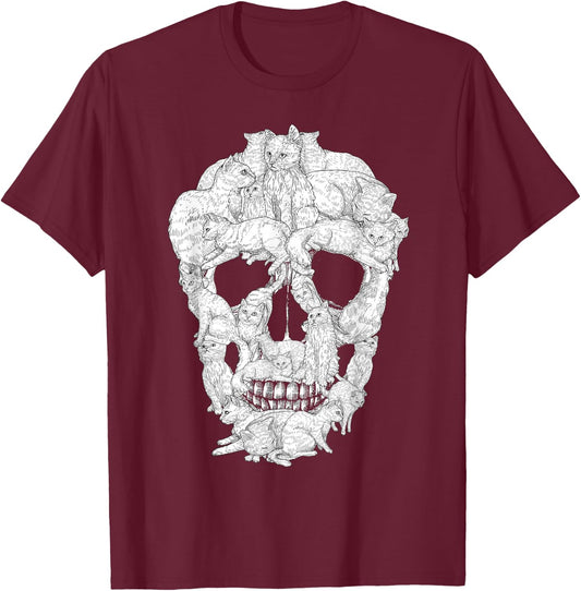 Best Cat Skull Women Halloween Skeleton Cat Lover T-Shirt - T-Shirt | Maroon