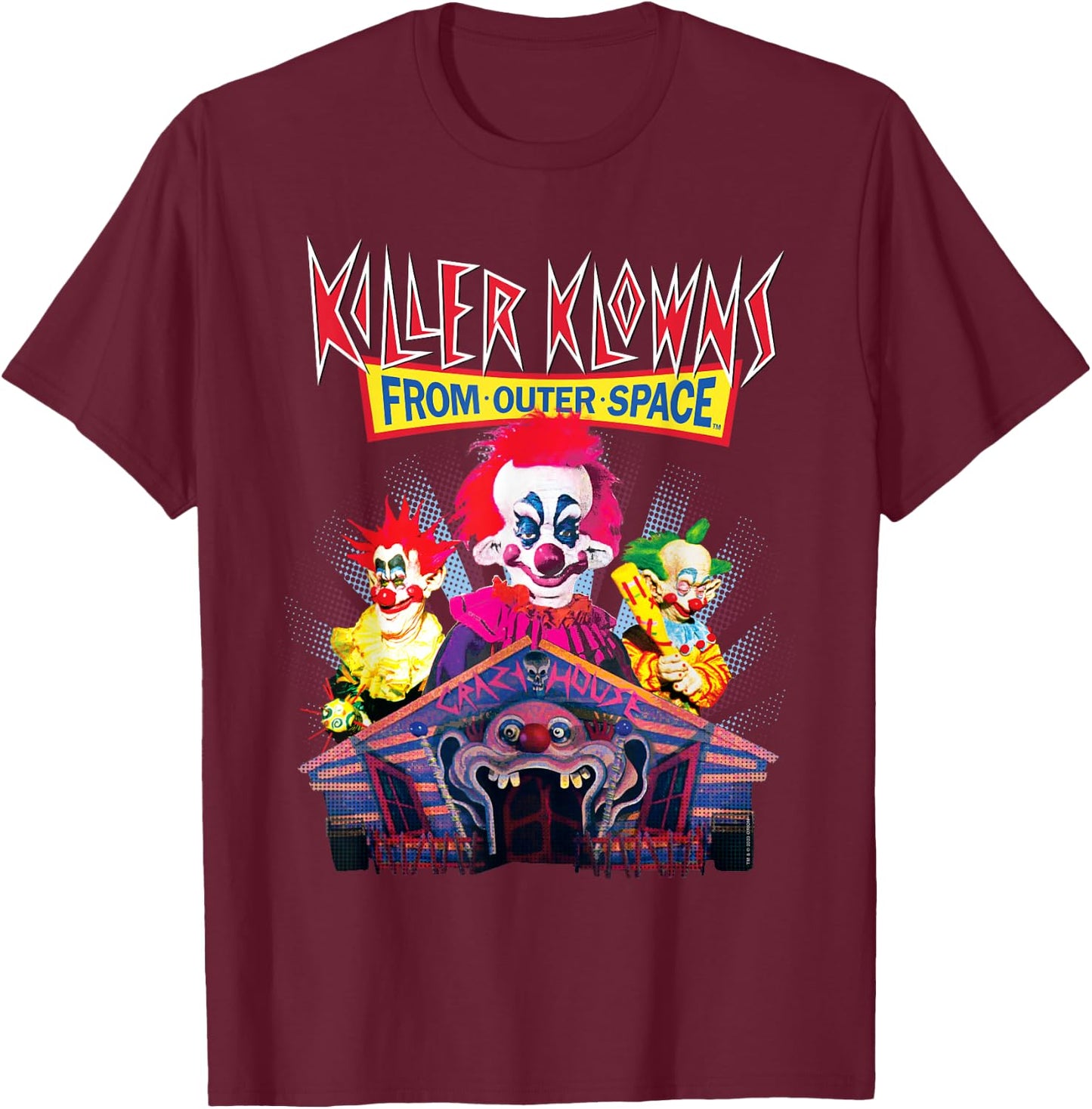 Killer Klowns from Outer Space Crazy House T-Shirt - T-Shirt | Maroon