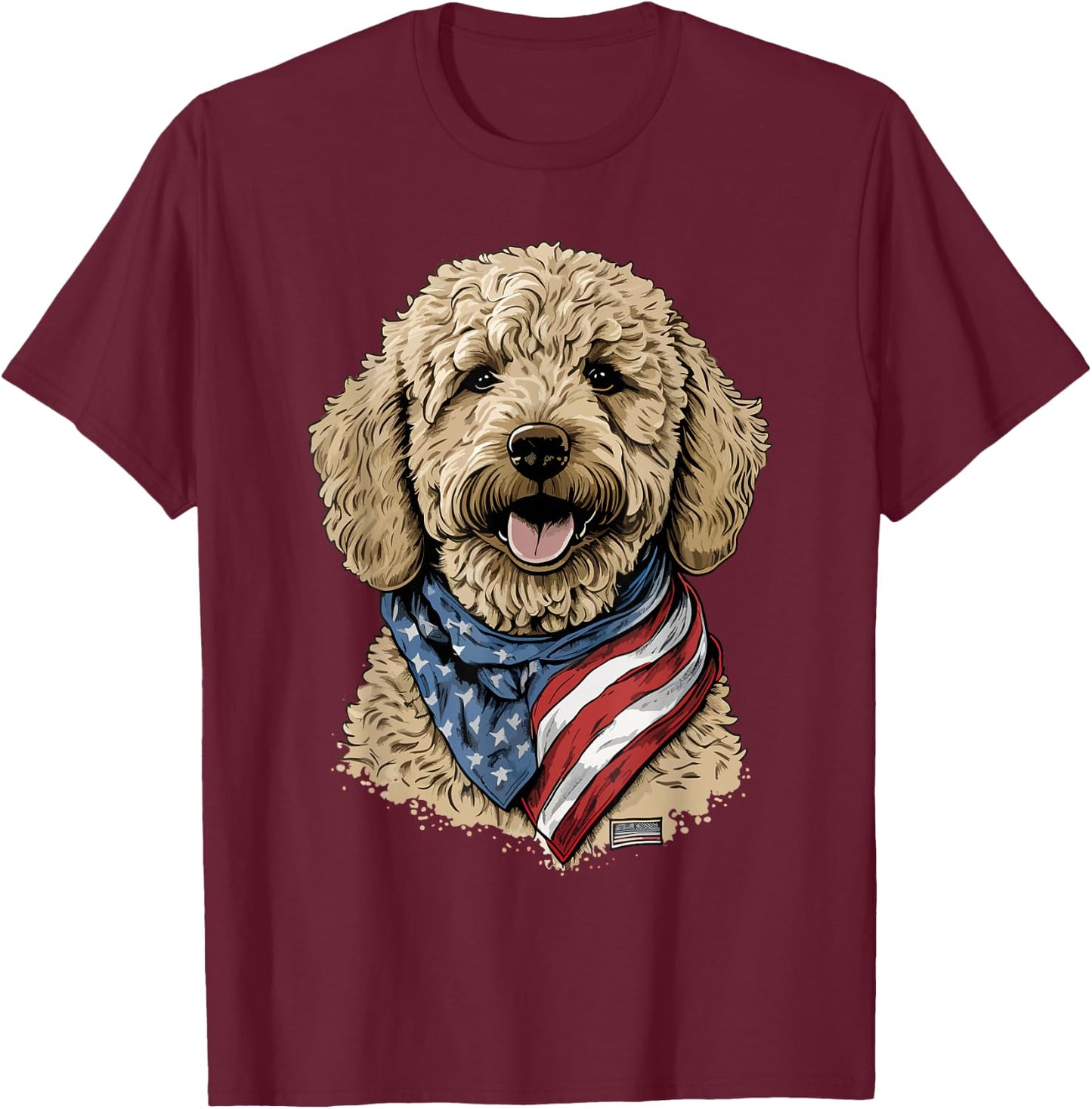 Goldendoodle 4th of july patriotic golden doodle dog T-Shirt - T-Shirt | Maroon