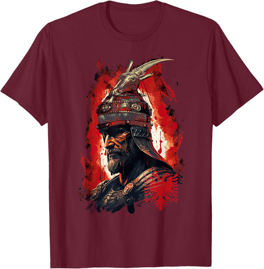 Skanderbeg Albanian National Hero Eagle Kosovo Albanian T-Shirt - T-Shirt | Maroon