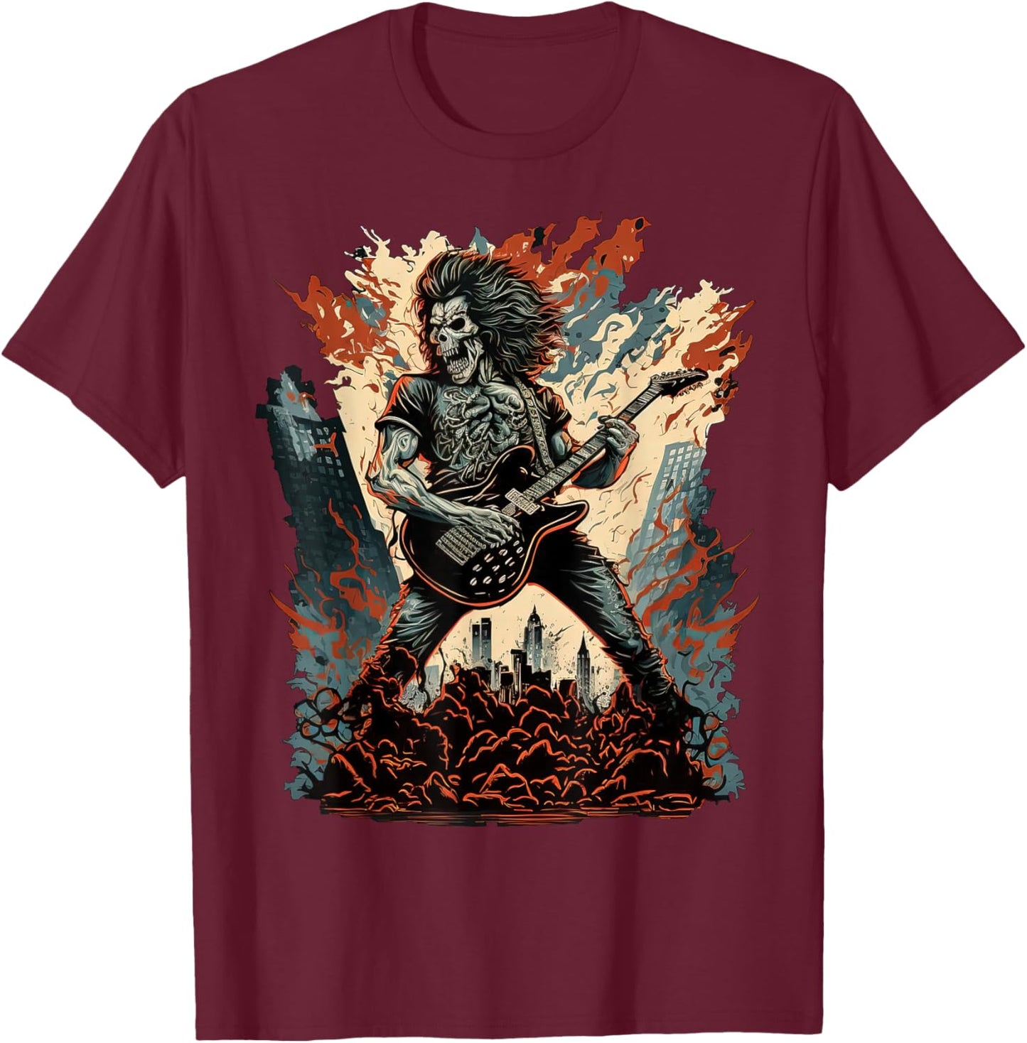 80s Classic Fantasy Art Heavy Metal Rock n Roll T-Shirt - T-Shirt | Maroon