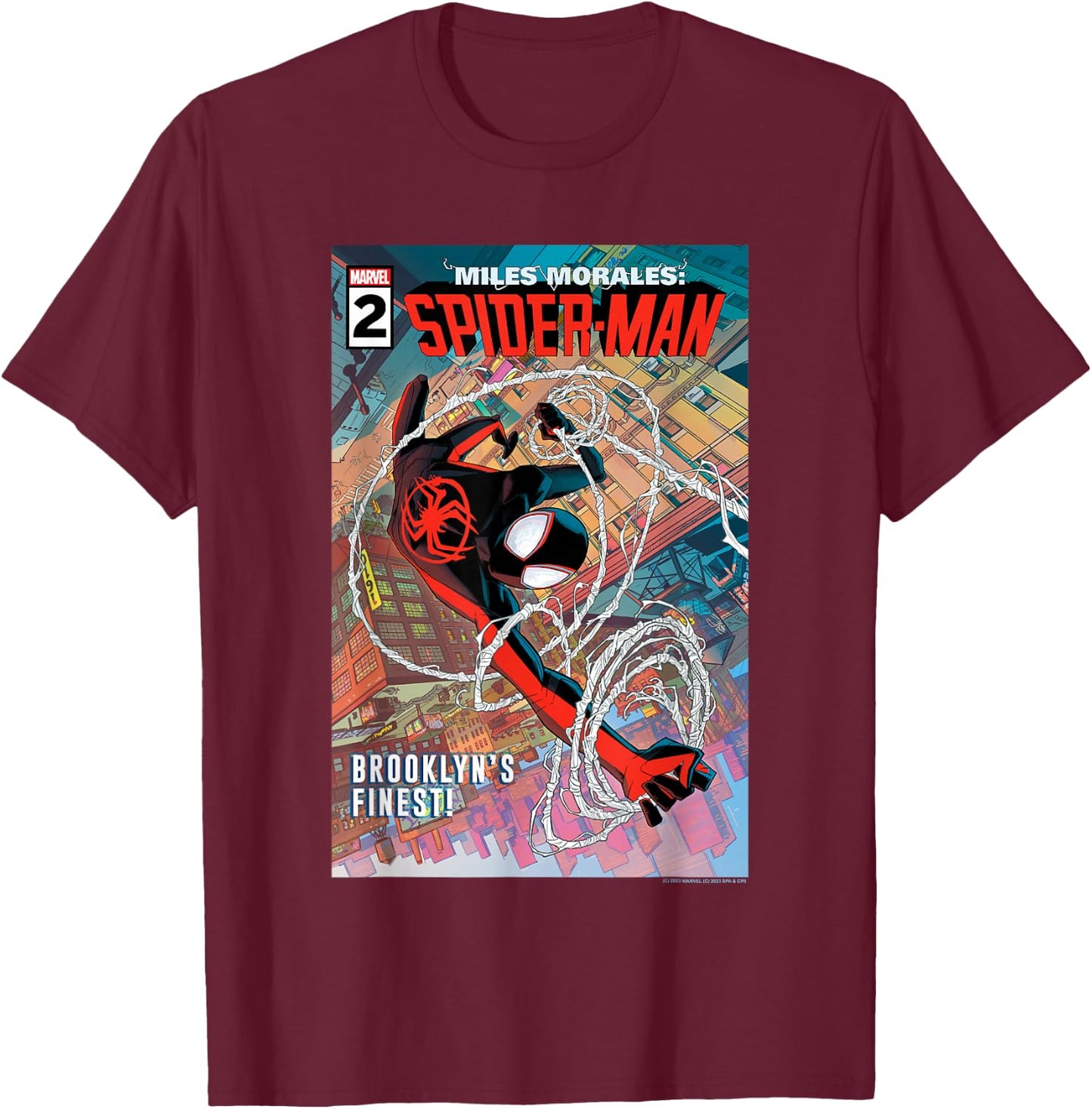 Marvel Spider-Man Across The Spider-Verse Part 1 BK's Finest T-Shirt - T-Shirt | Maroon