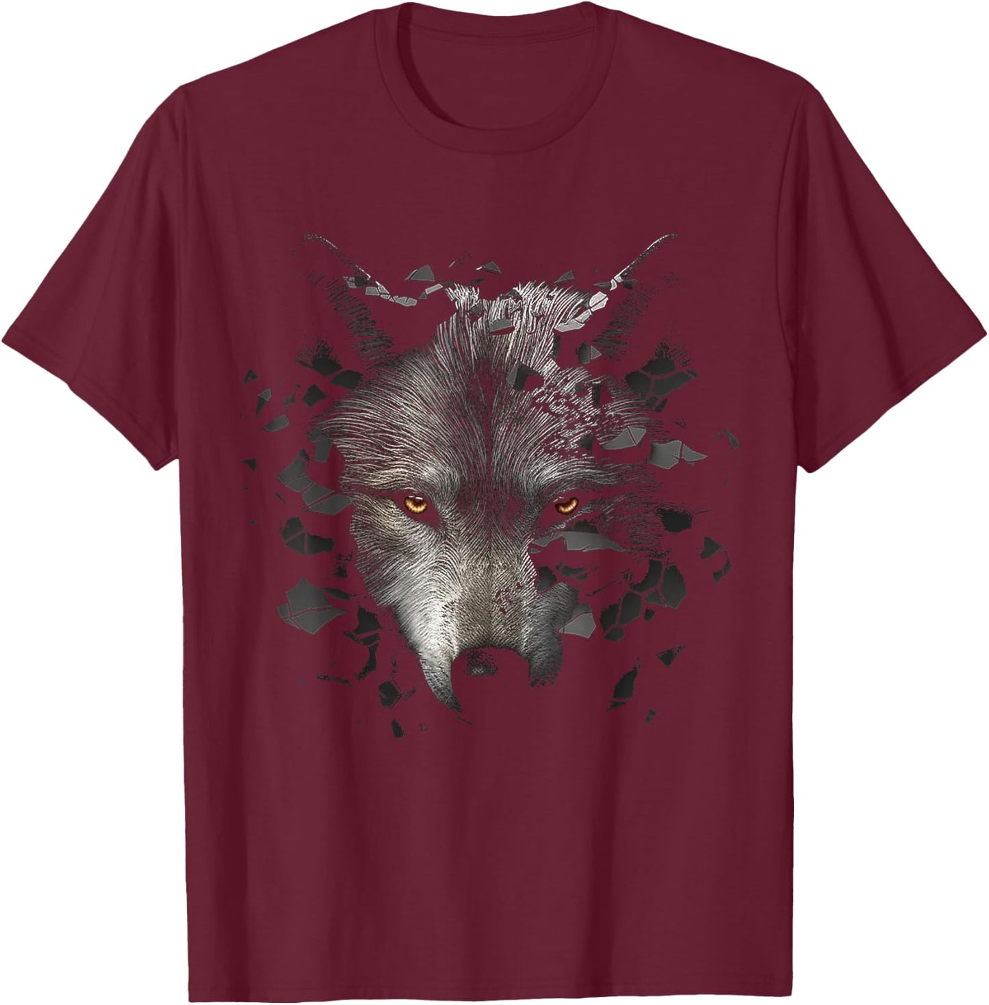 Wolf Lover Fantasy Artwork | Animal Motif Wolf T-Shirt - T-Shirt | Maroon