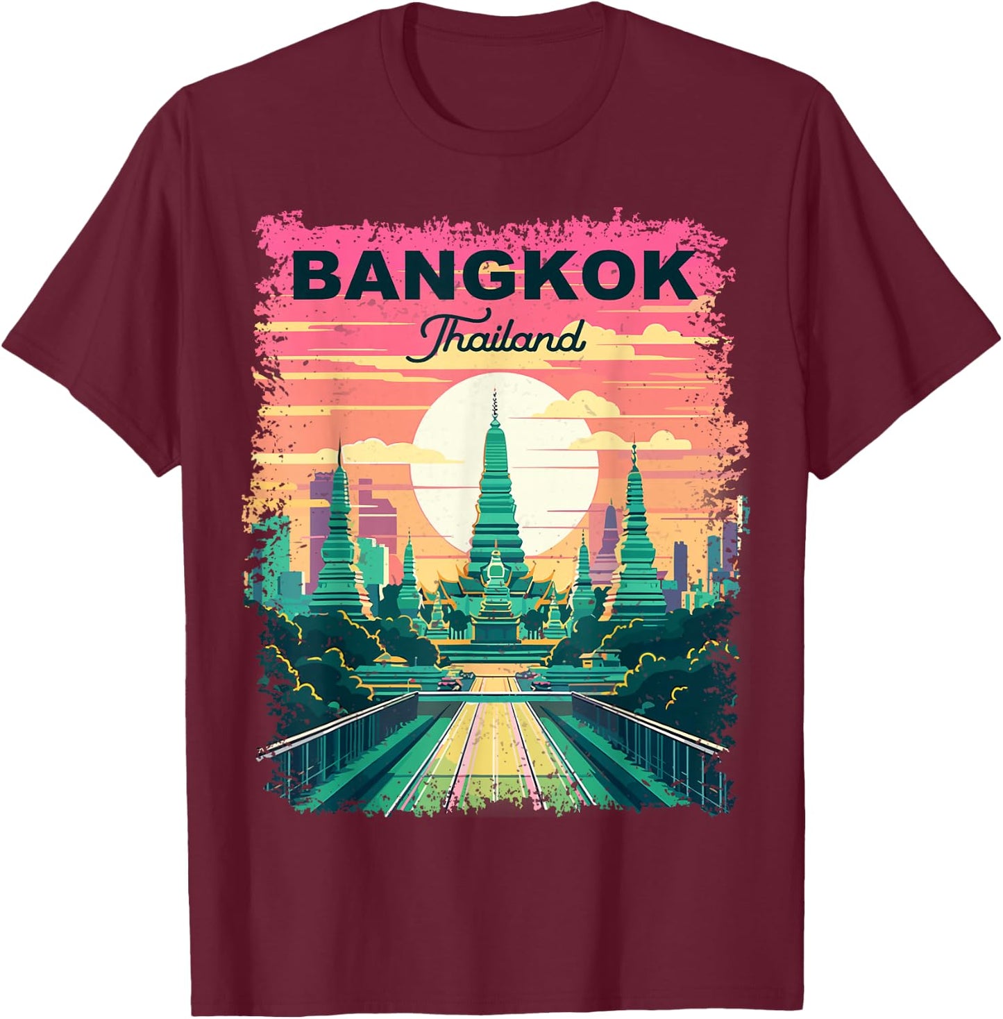 Bangkok Thailand Vintage Retro T-Shirt - T-Shirt | Maroon