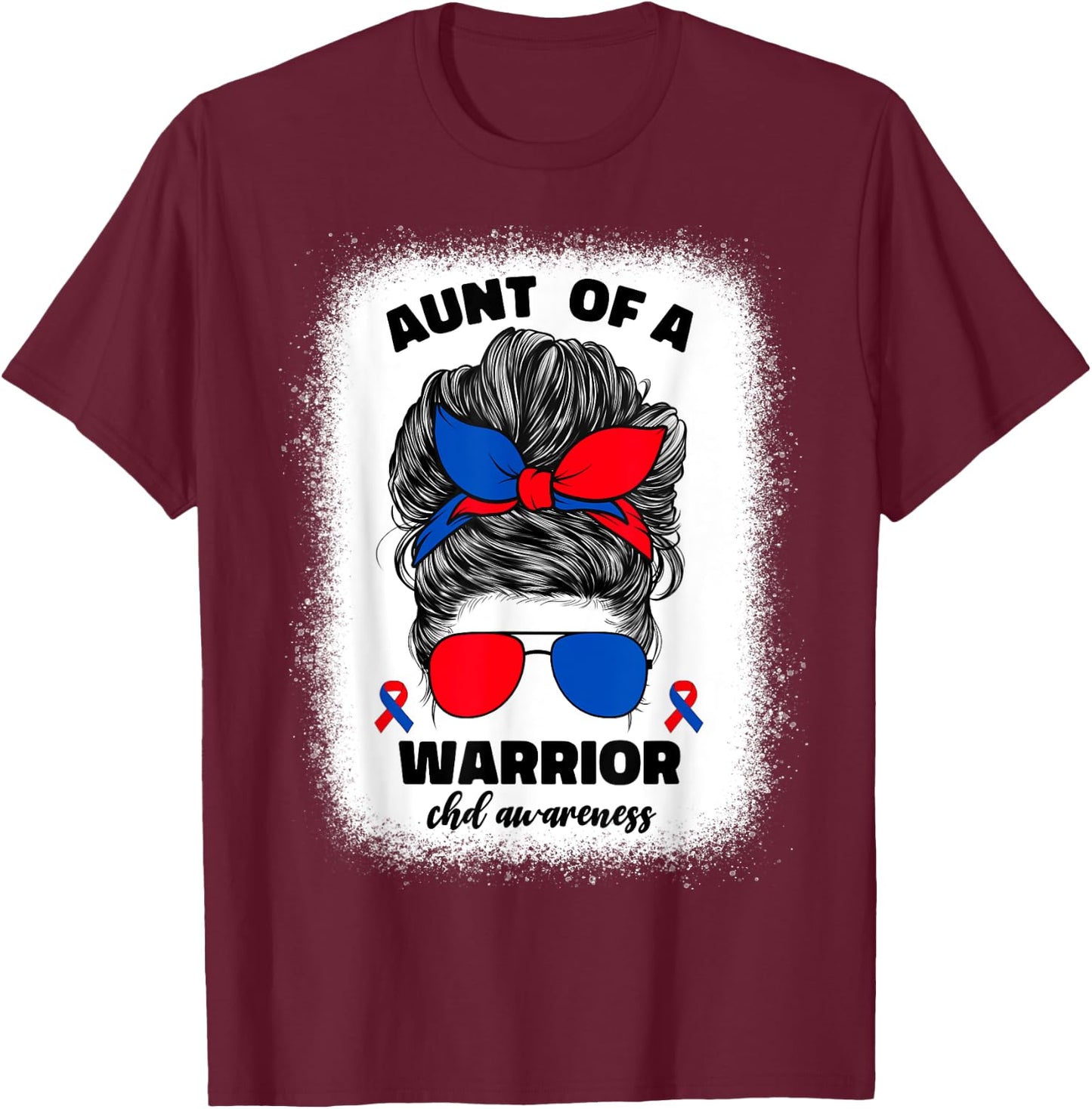 Aunt of a Warrior CHD Congenital Heart Defect Awareness Aunt T-Shirt - T-Shirt | Maroon