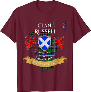Russell Scottish Family Clan Middle Ages Mischief T-Shirt - T-Shirt | Maroon
