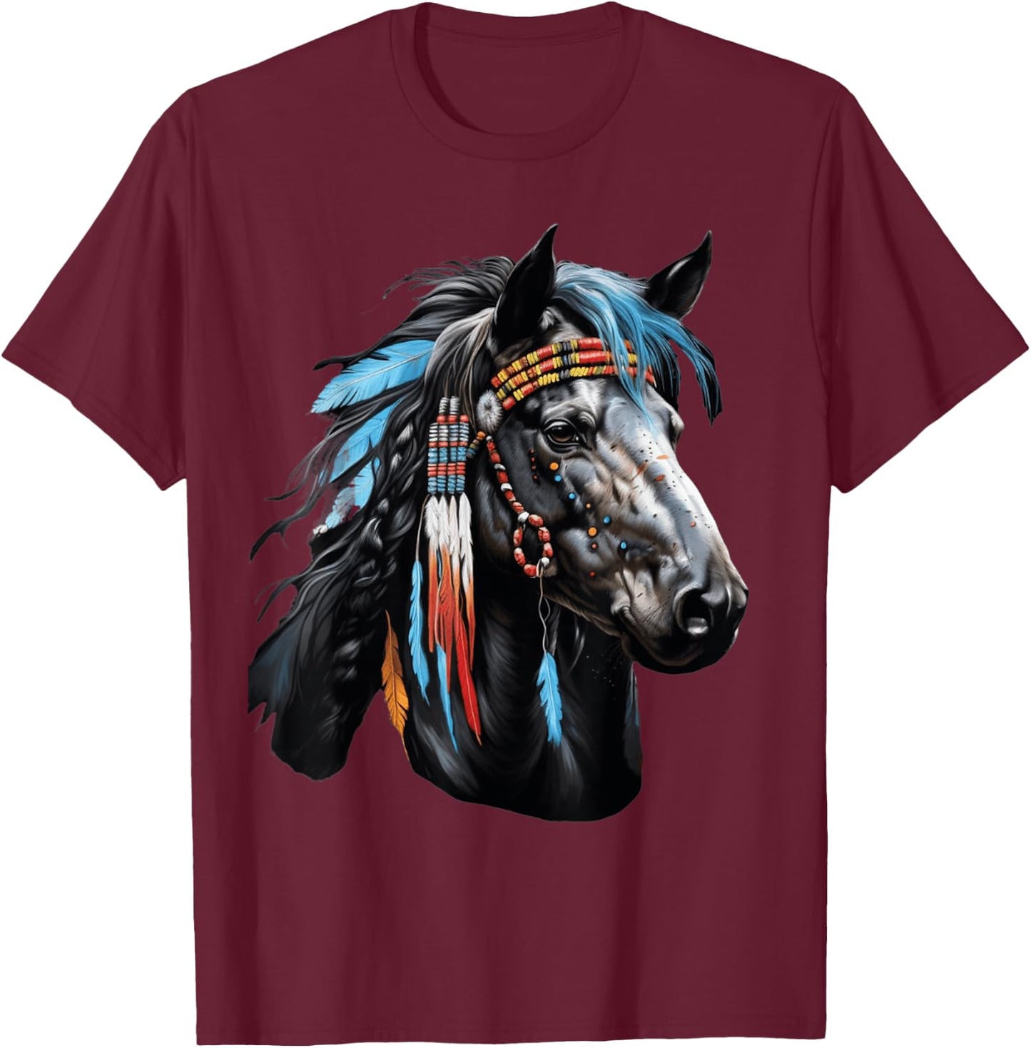 Power Native American Horse - for spirit and body T-Shirt - T-Shirt | Maroon