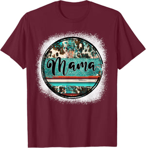 Western Bleached Turquoise Cowgirl Rodeo Mama Mother's Day T-Shirt - T-Shirt | Maroon