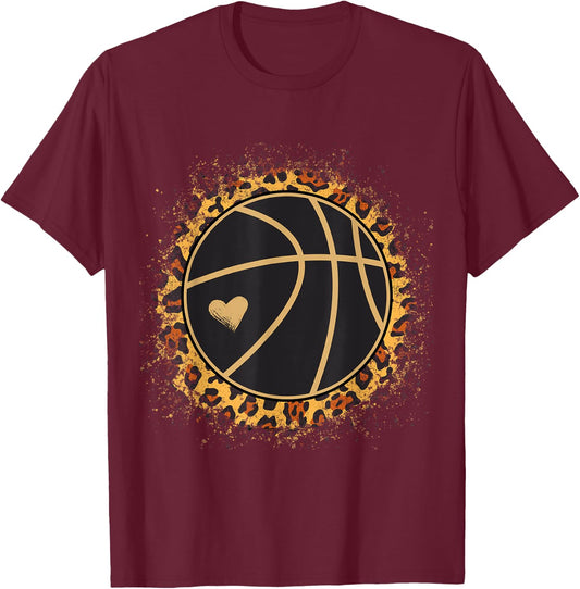 Cute Basketball Leopard Print, Female Basketball Player T-Shirt - T-Shirt | Maroon