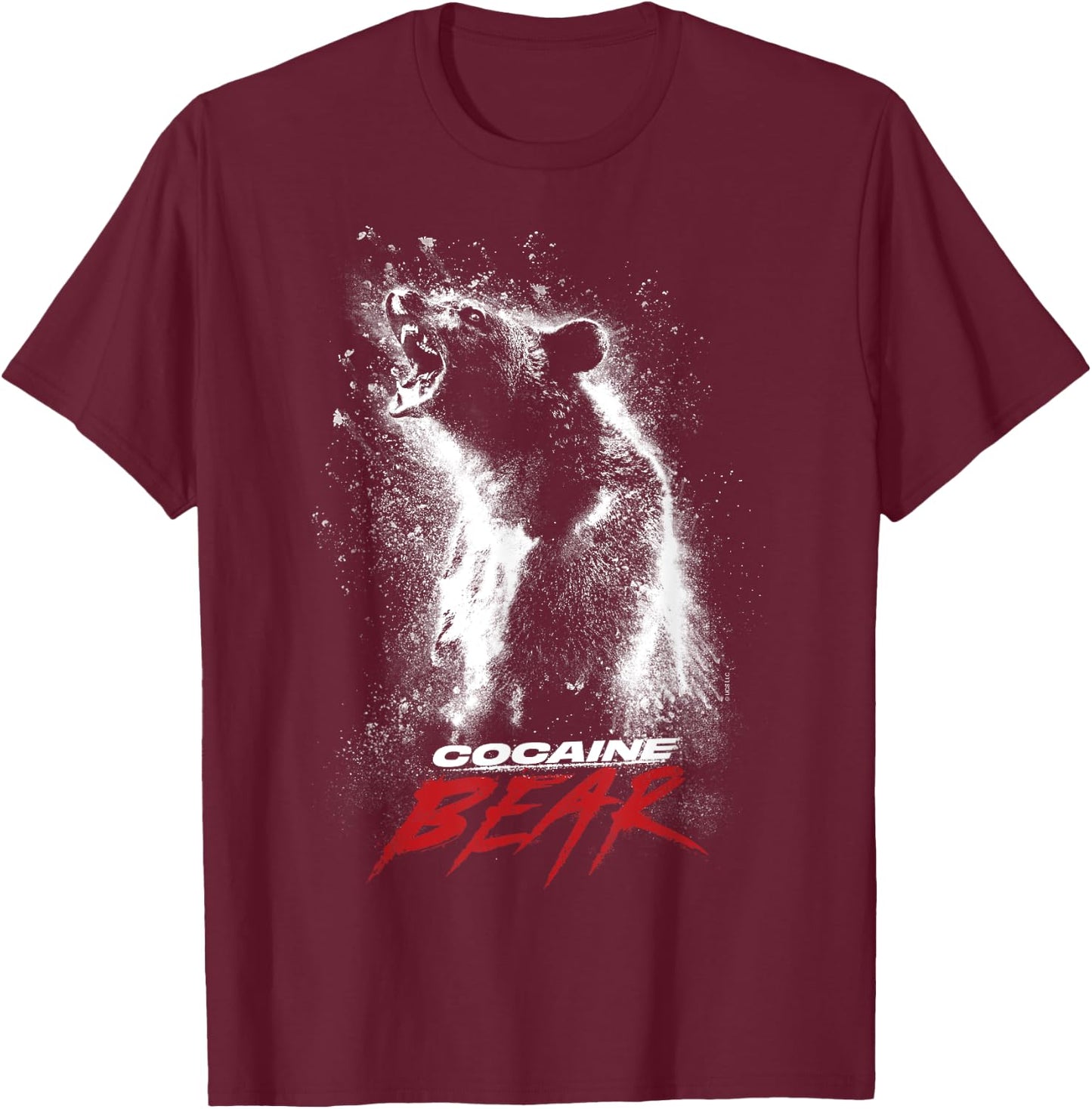 Cocaine Bear Poster T-Shirt - T-Shirt | Maroon