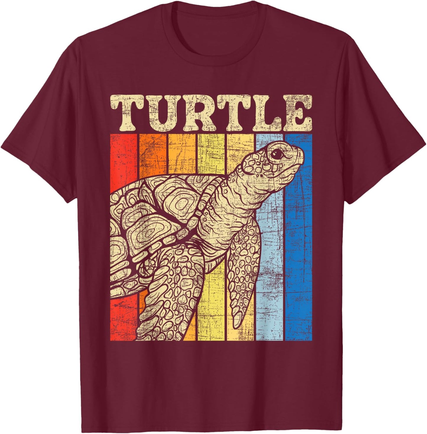 Turtle - Retro Vintage Ocean Sea Animal Wildlife Zookeeper T-Shirt - T-Shirt | Maroon