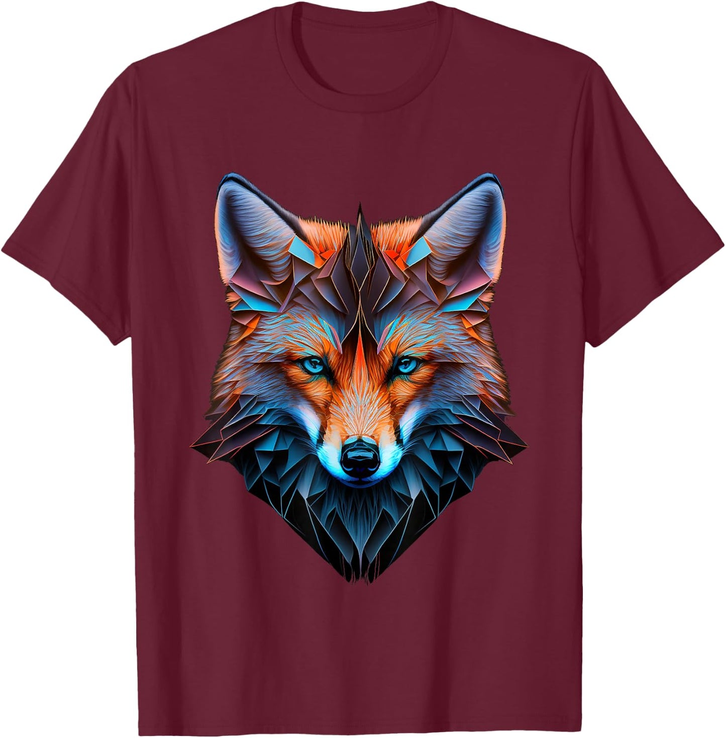 Fox Blue Eyes Animal Fox T-Shirt - T-Shirt | Maroon