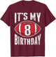 8 Years Old American Football 8th Birthday Boy Retro Style T-Shirt - T-Shirt | Maroon