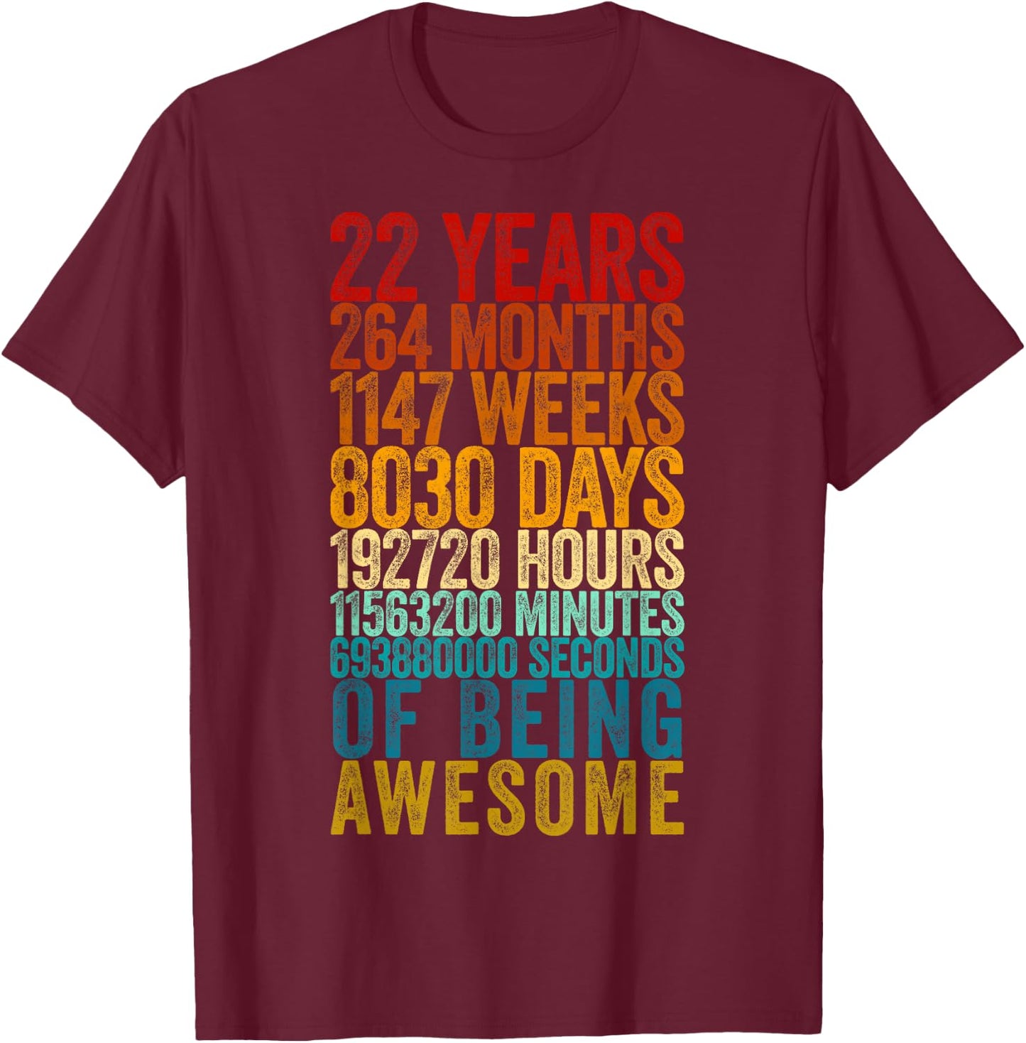 Funny 22nd Birthday Shirt Old Meter Funny 22 Year Old Gifts T-Shirt - T-Shirt | Maroon