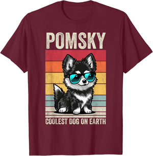 Pomsky Coolest Dog On Earth, Vintage Pomsky T-Shirt - T-Shirt | Maroon