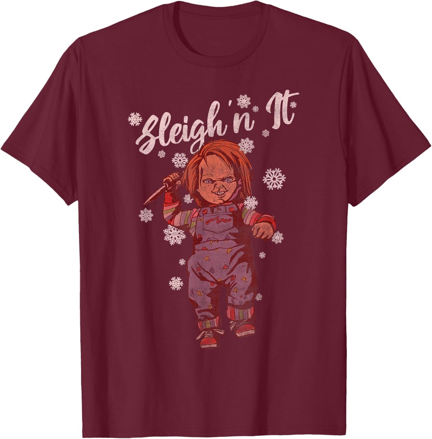 Chucky Christmas Sleigh N It T-Shirt - T-Shirt | Maroon