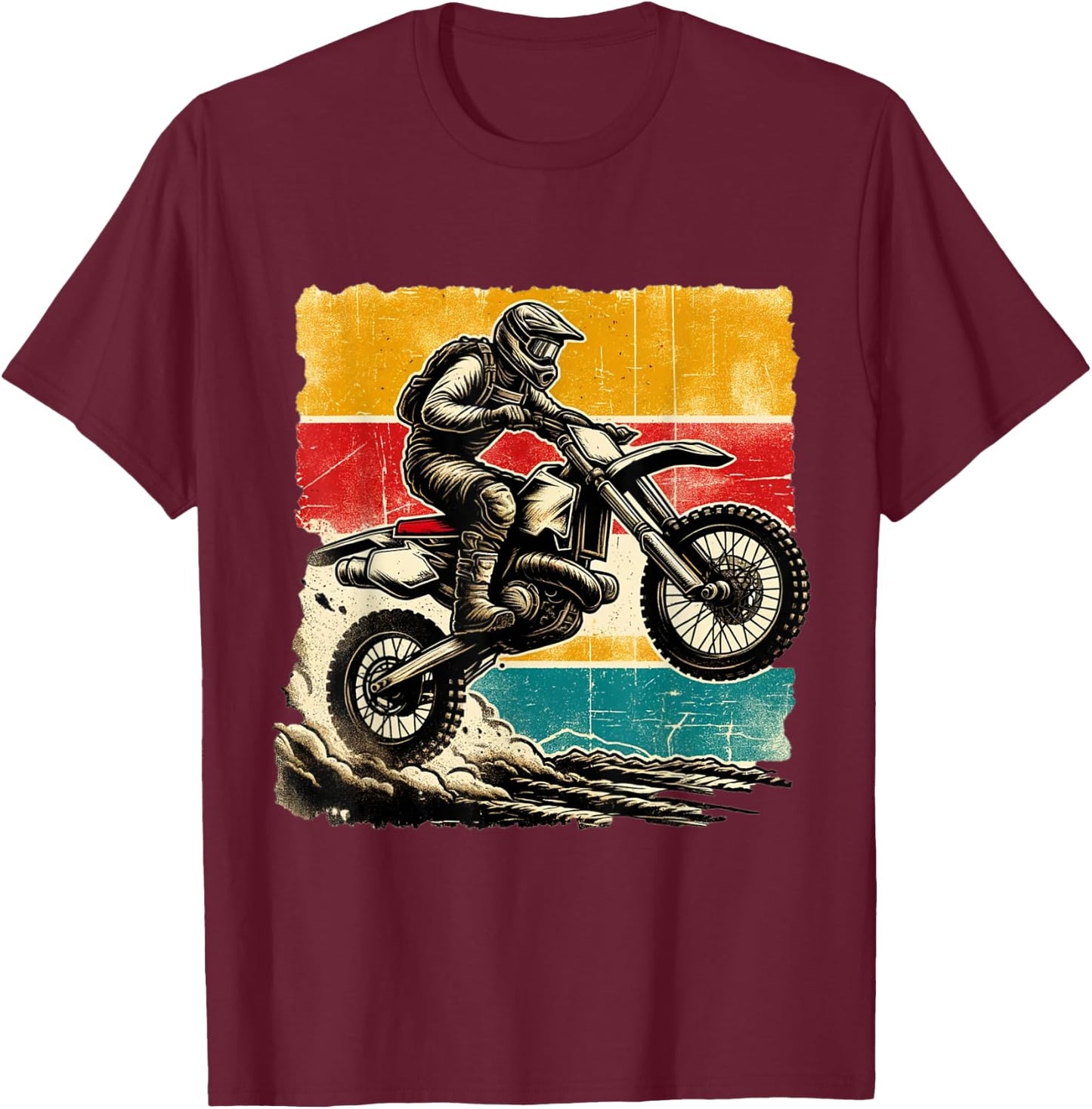 Vintage Motocross Stunt Dirt Bike Racing MX Enduro Off-Road T-Shirt - T-Shirt | Maroon