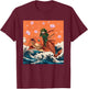 Vintage Japanese Samurai Neko Cat & Koi Fish | Ukiyo-e Style Men Women T-Shirt - T-Shirt | Maroon