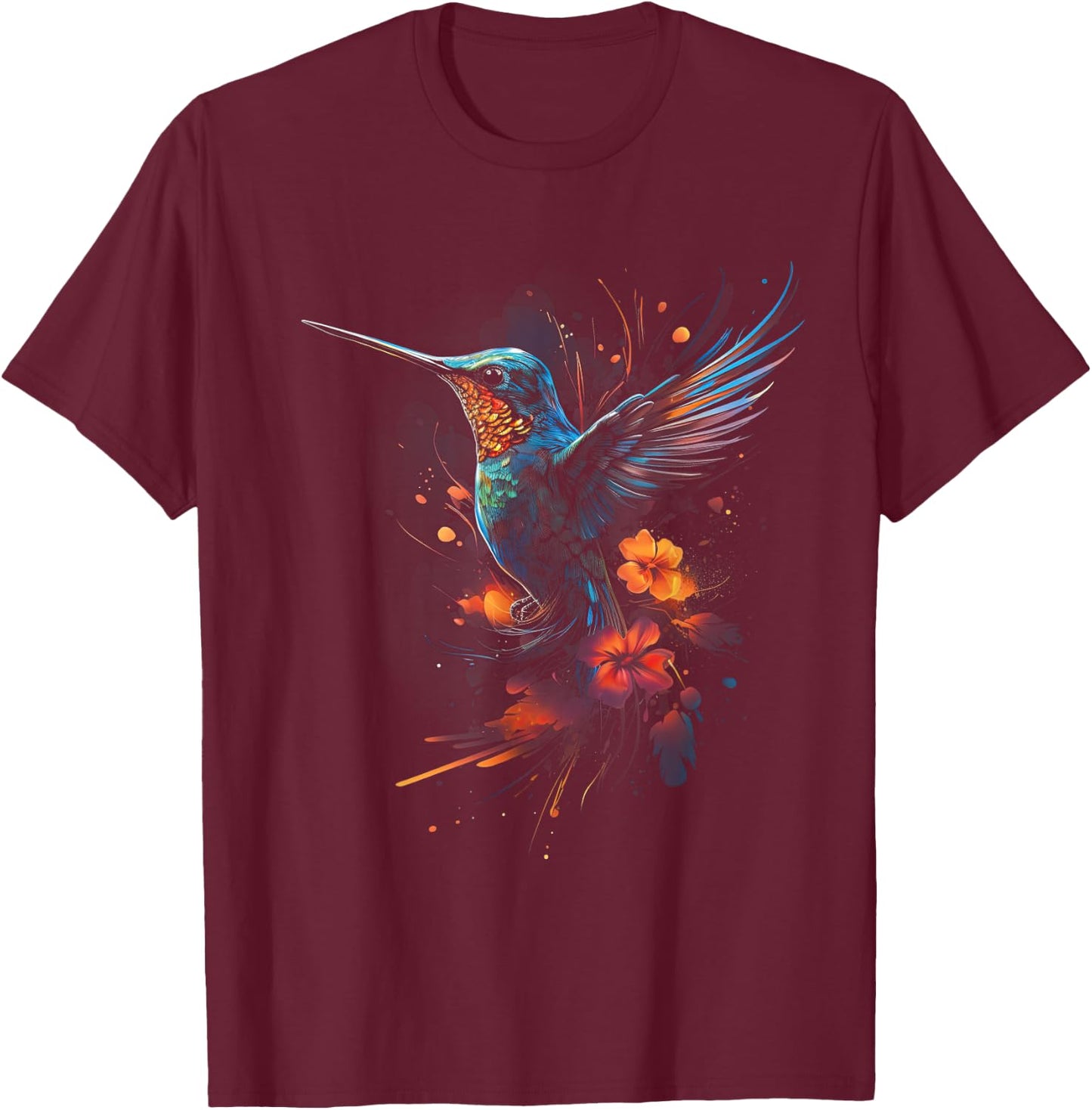 Hummingbird Flower Bird lover Animal T-Shirt - T-Shirt | Maroon