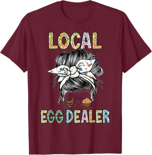 Local Egg Dealer Funny Bleached Chicken Lover Farm Farmer T-Shirt - T-Shirt | Maroon