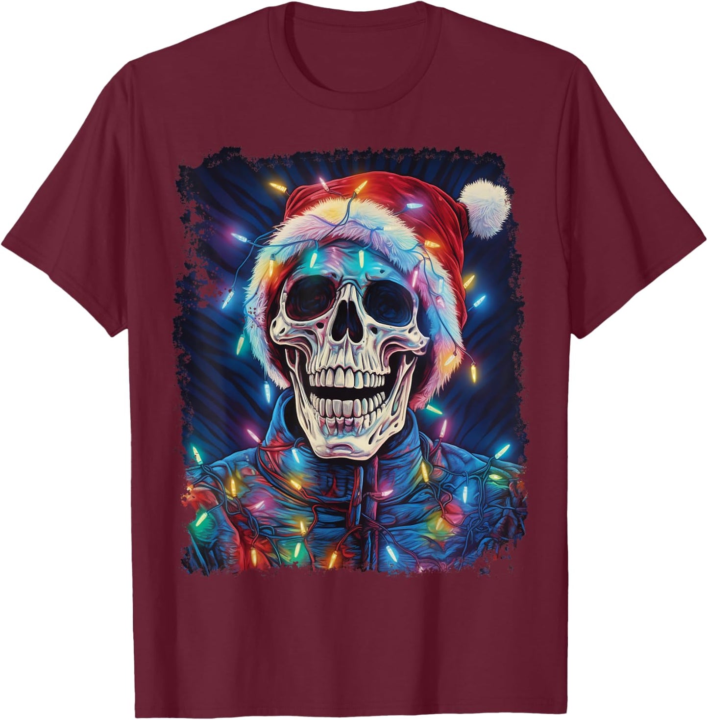 Christmas Skeleton Anatomy Scary Halloween T-Shirt - T-Shirt | Maroon