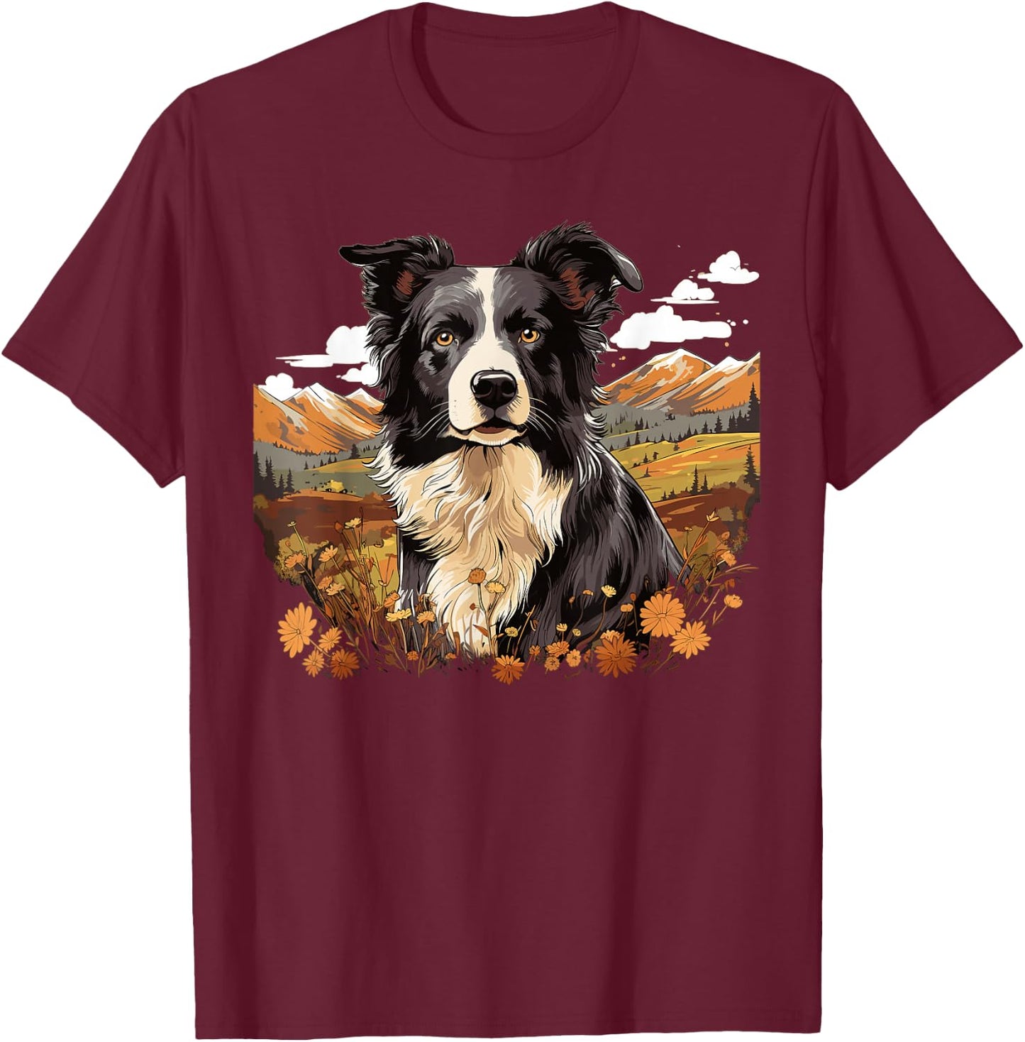 Border Collie Dog Border Collie T-Shirt - T-Shirt | Maroon