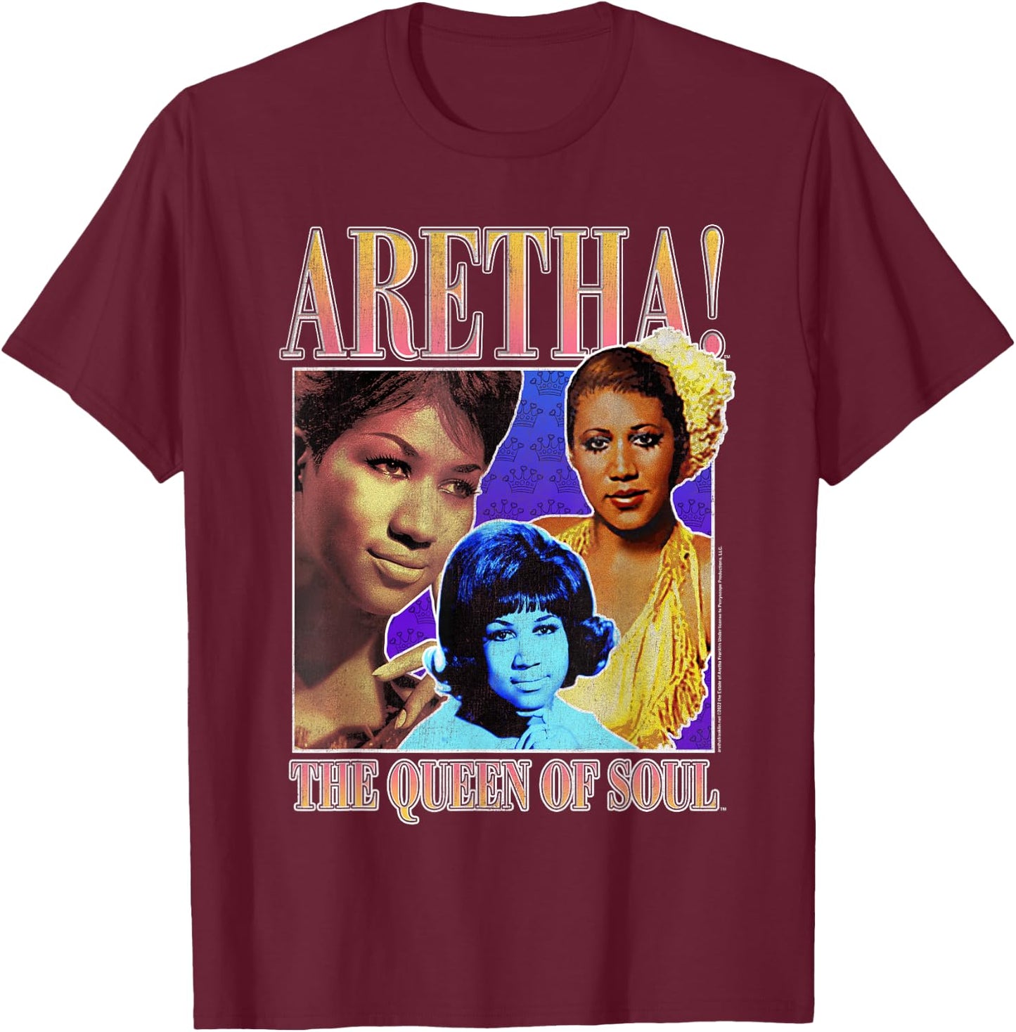 Aretha Franklin Triple Queen of Soul T-Shirt - T-Shirt | Maroon
