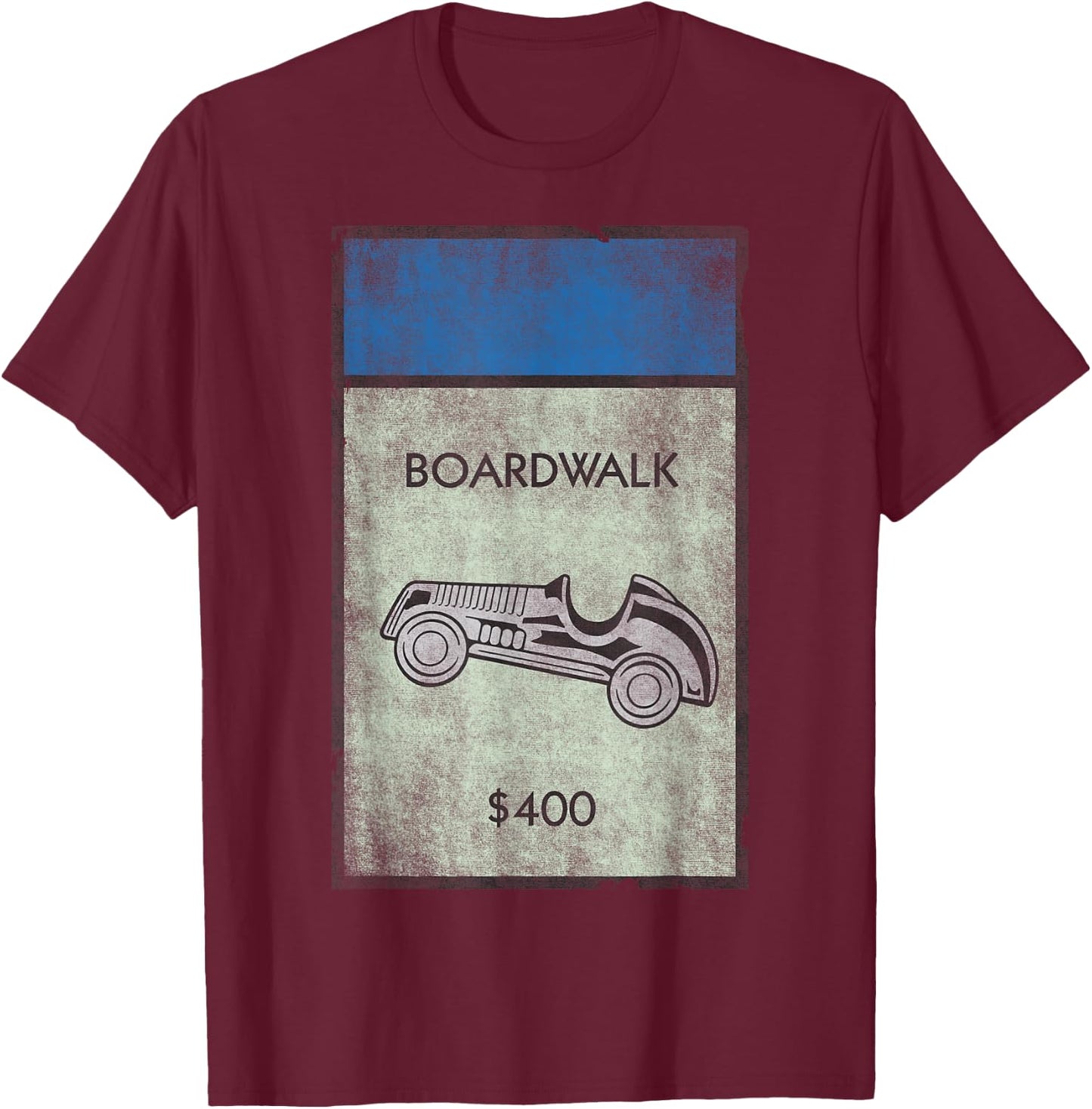 Monopoly Car Token In Boardwalk Space Vintage Shot T-Shirt - T-Shirt | Maroon