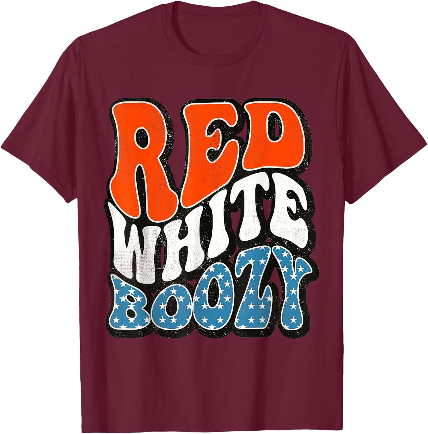 Red White & Boozy Retro, 4th Of July, Patriotic Men T-Shirt - T-Shirt | Maroon