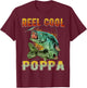 Funny Fathers Day Vintage Fishing Reel Cool Poppa T-Shirt - T-Shirt | Maroon