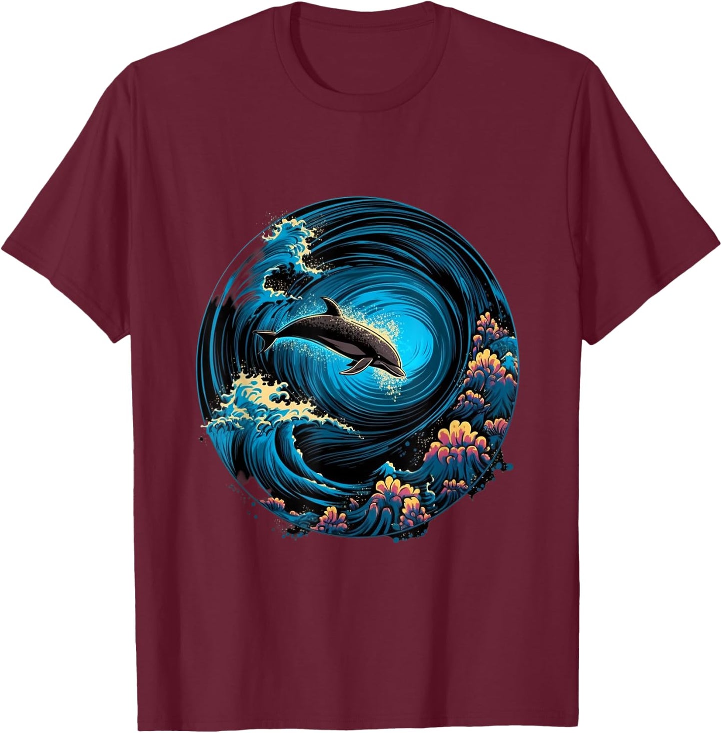 AquaMuse: The Ocean's Delight T-Shirt - T-Shirt | Maroon