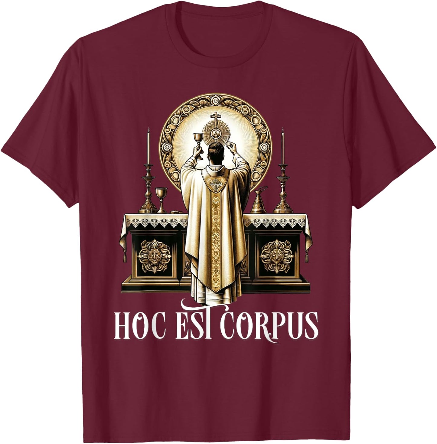 Eucharistic Consecration Traditional Latin Mass Catholic T-Shirt - T-Shirt | Maroon