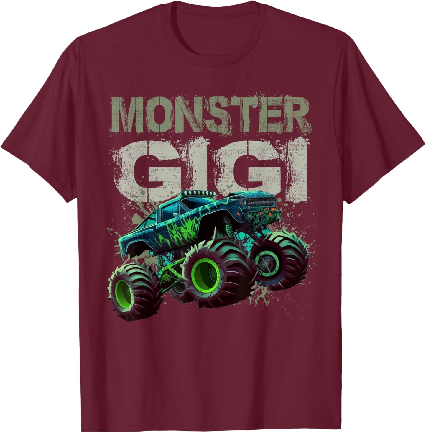 Monster Truck Gigi Family Matching Monster Truck Lovers T-Shirt - T-Shirt | Maroon