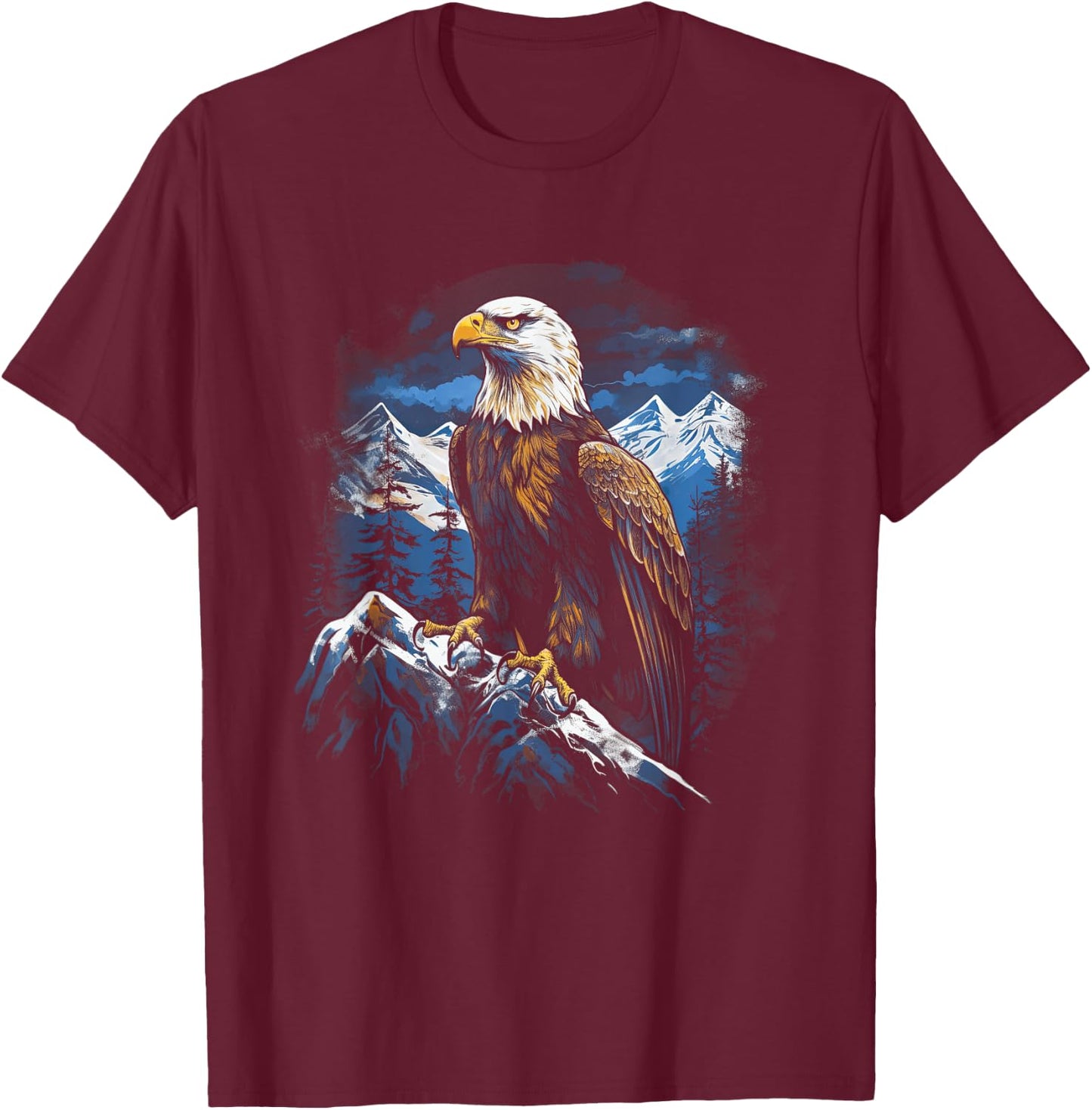 Eagle Landscapes Wilderness Mountains Bald Eagle Majestic Breathtaking Bird Nature Freedom USA T-Shirt - T-Shirt | Maroon