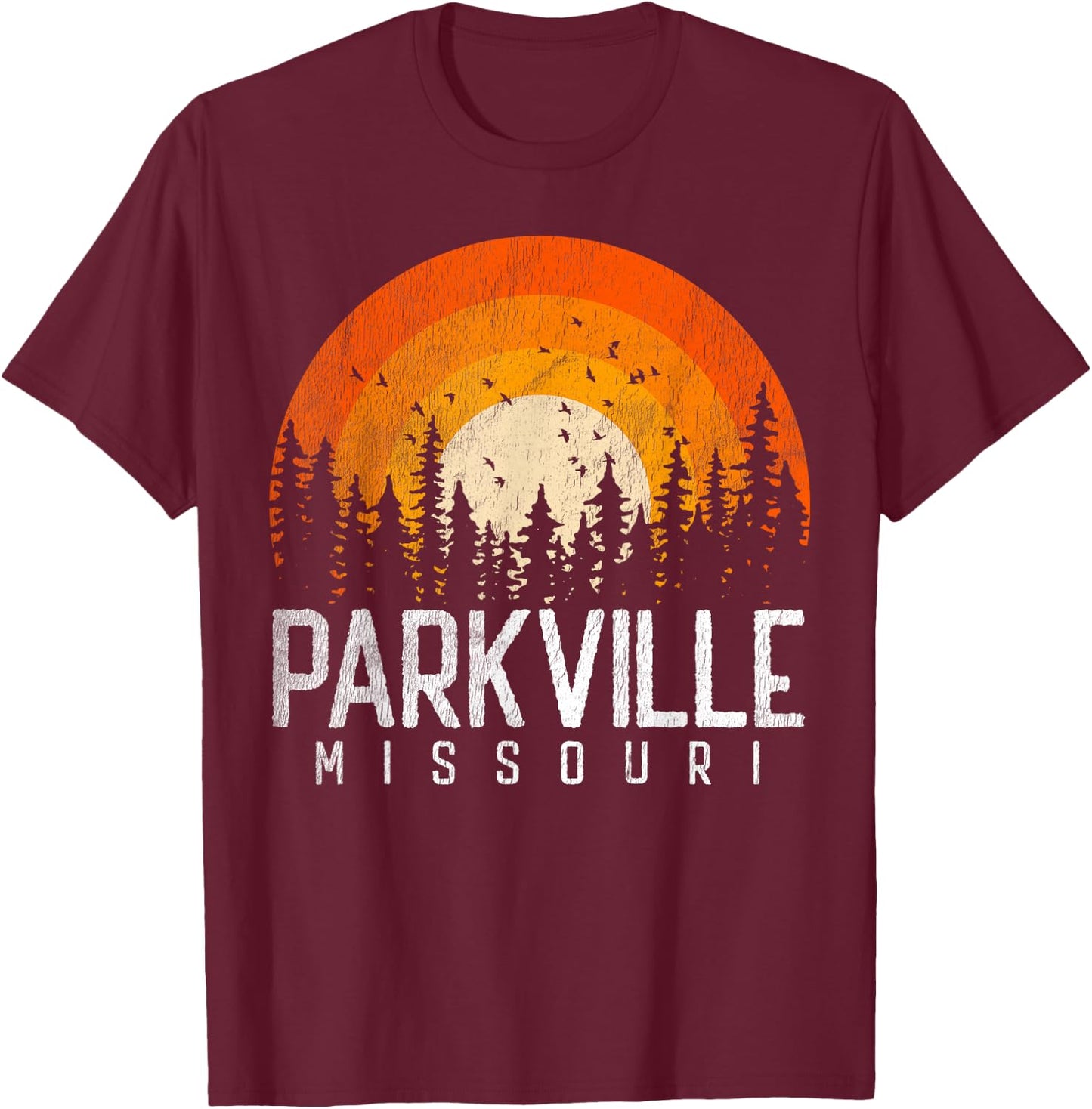 Parkville Missouri MO Shirt Retro Vintage 70s 80s 90s Gift T-Shirt - T-Shirt | Maroon