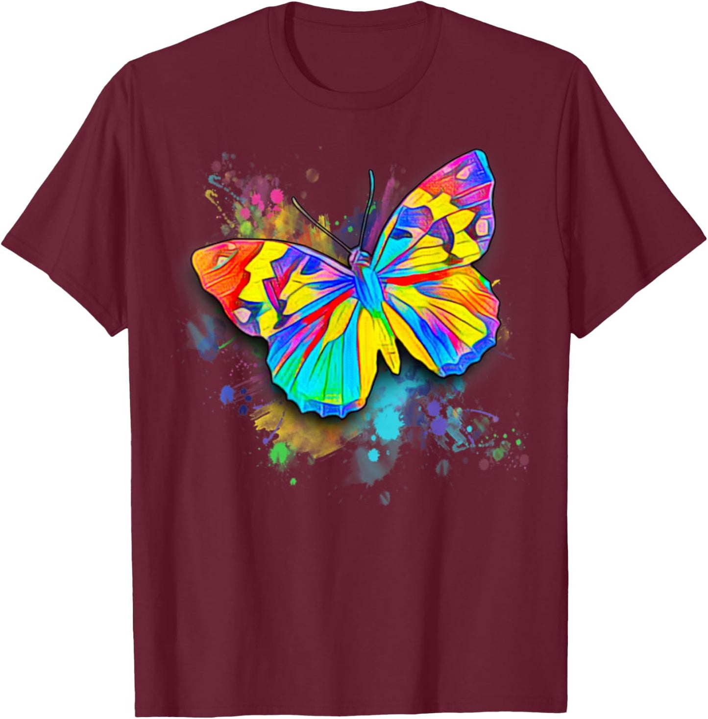Colorful & Pretty Retro Butterfly Gear , Men & Kids T-Shirt - T-Shirt | Maroon