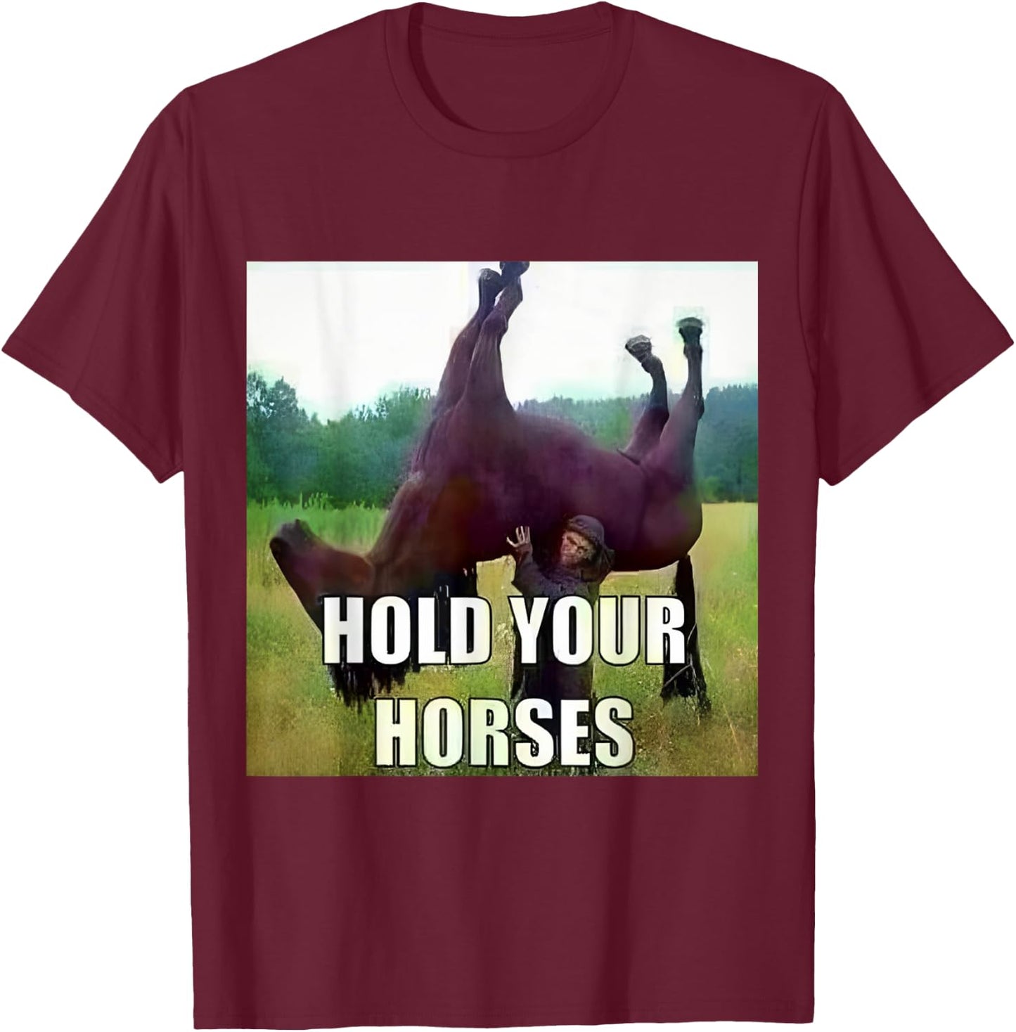 Hold Your Horse T-Shirt - T-Shirt | Maroon