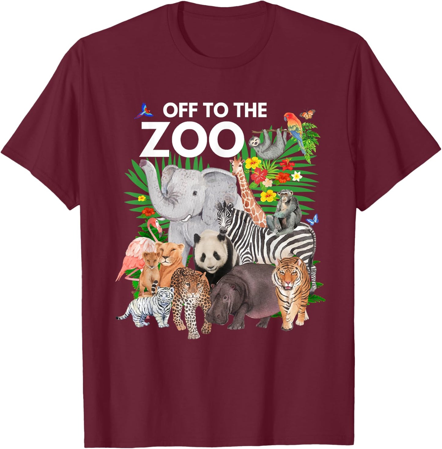 Zoo Animals Safari Party A Day At The Zoo Safari Zoo Animal T-Shirt - T-Shirt | Maroon