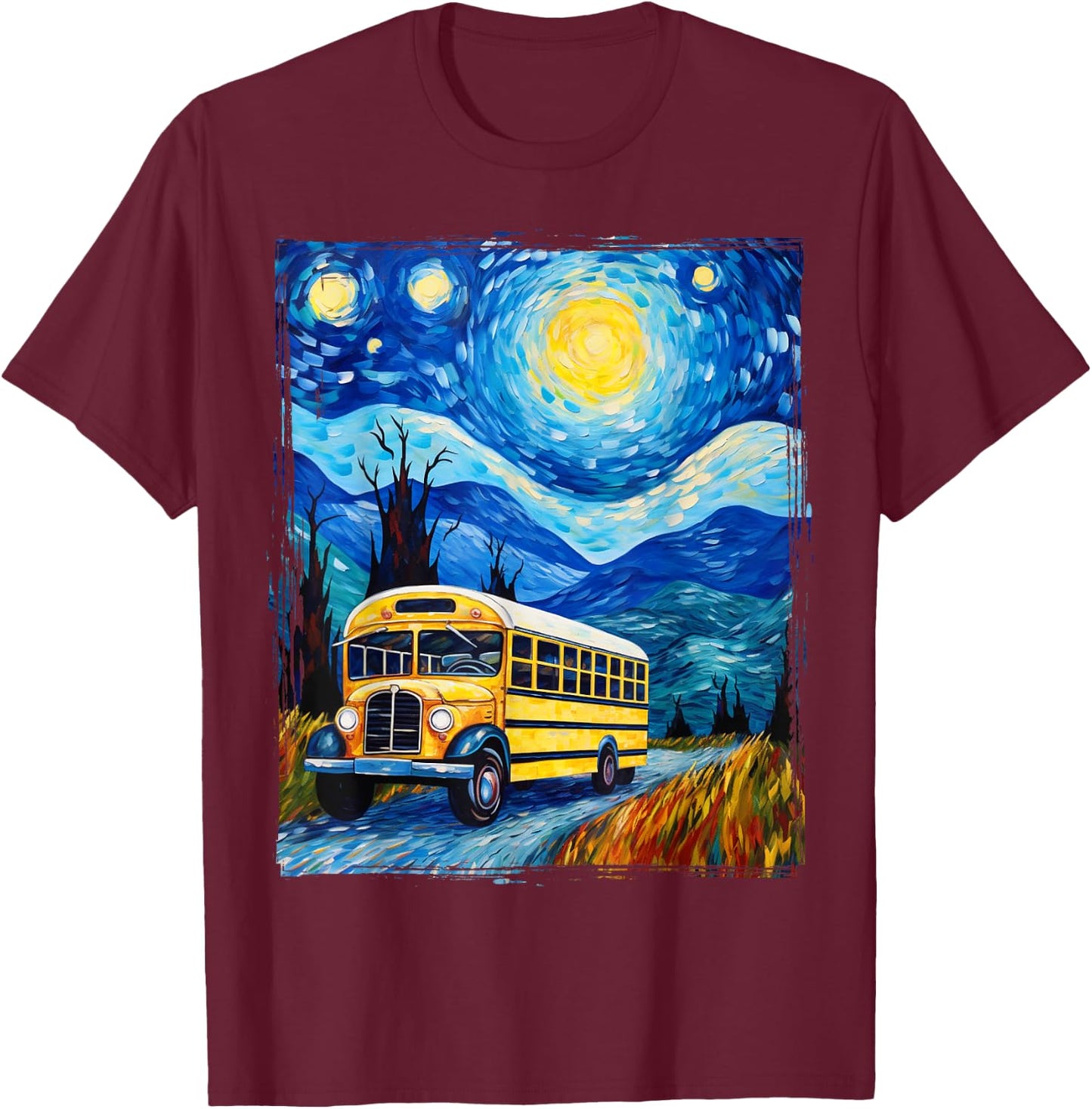 School Bus Driver Art T-Shirt - T-Shirt | Maroon