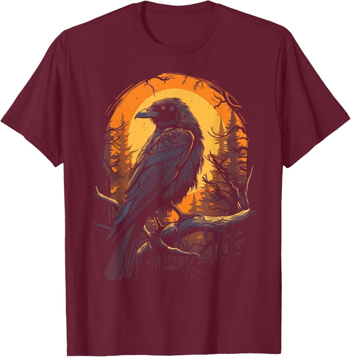 Raven Black gothic Occult Viking Witchcraft T-Shirt - T-Shirt | Maroon