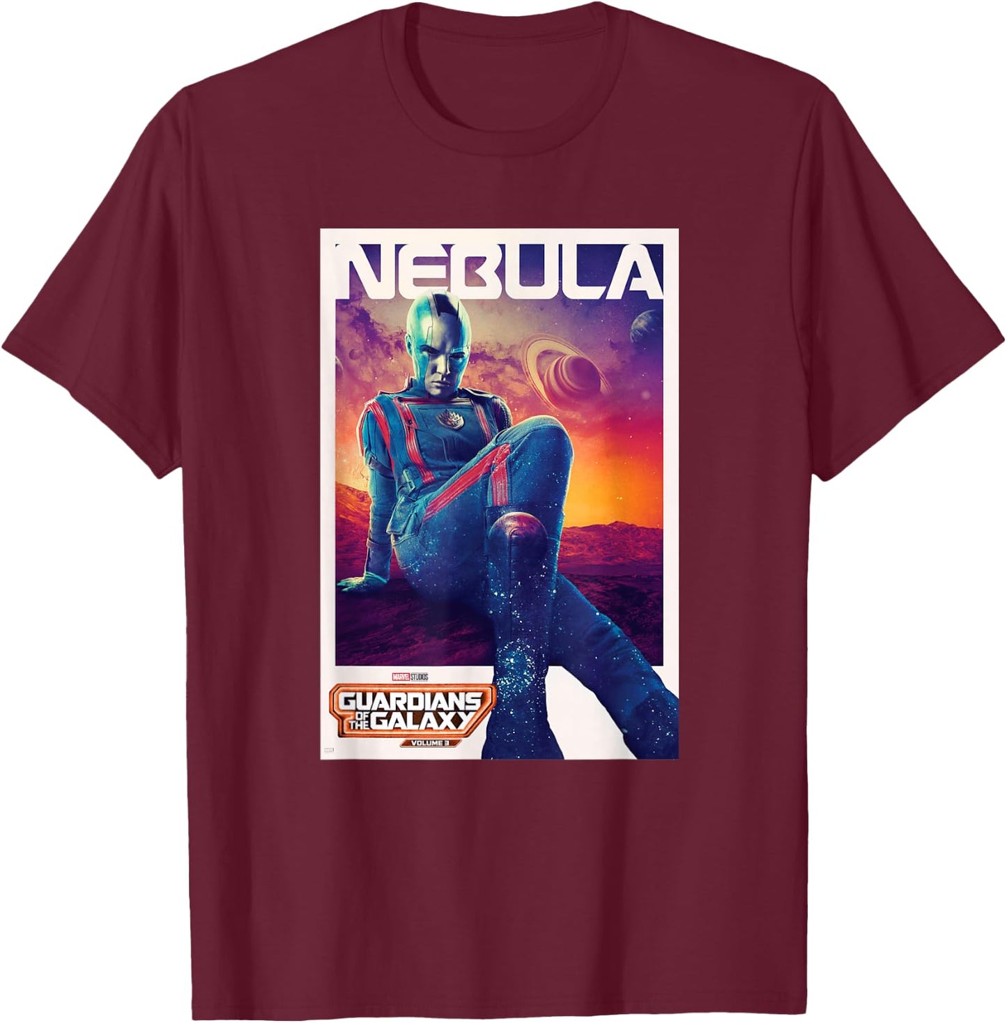 Marvel Guardians of the Galaxy Volume 3 Nebula Poster T-Shirt - T-Shirt | Maroon