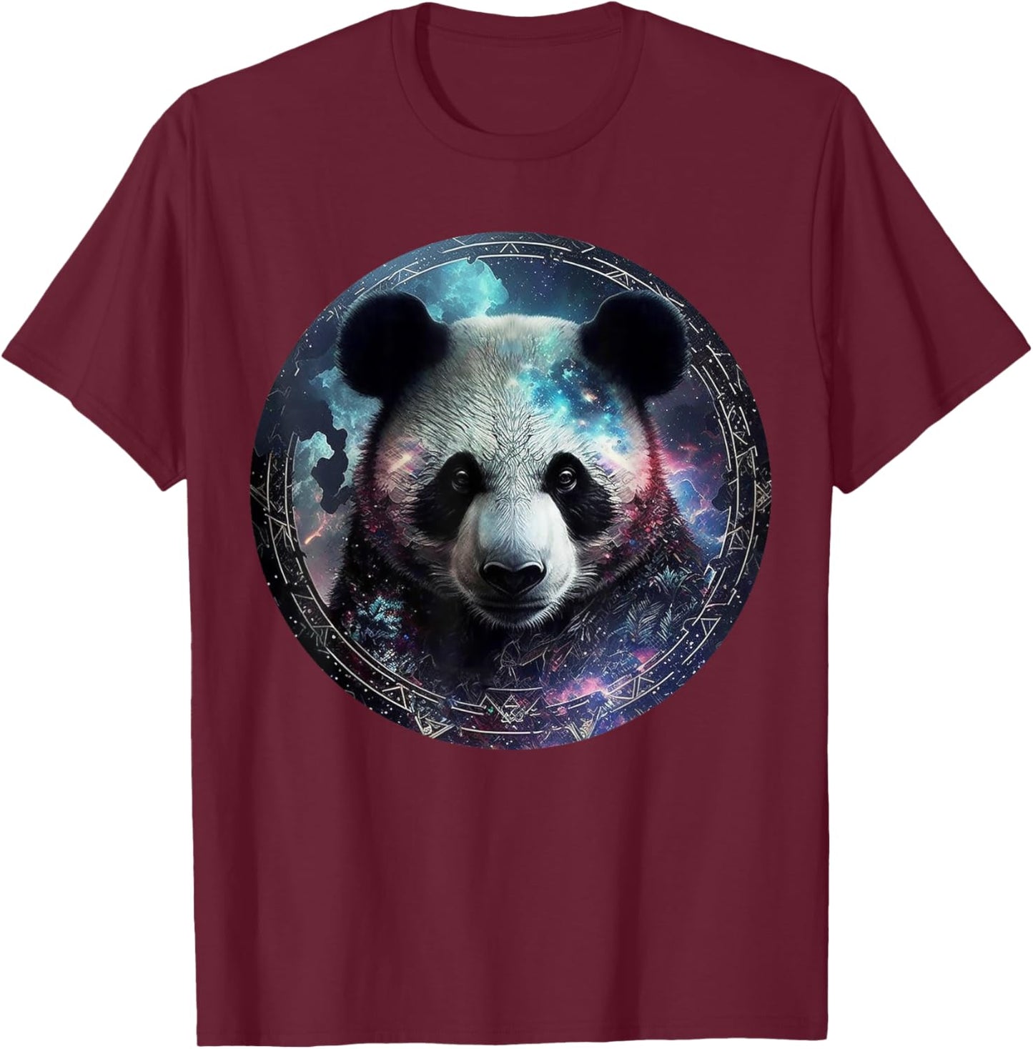 Panda art fantasy motif animal print panda T-Shirt - T-Shirt | Maroon