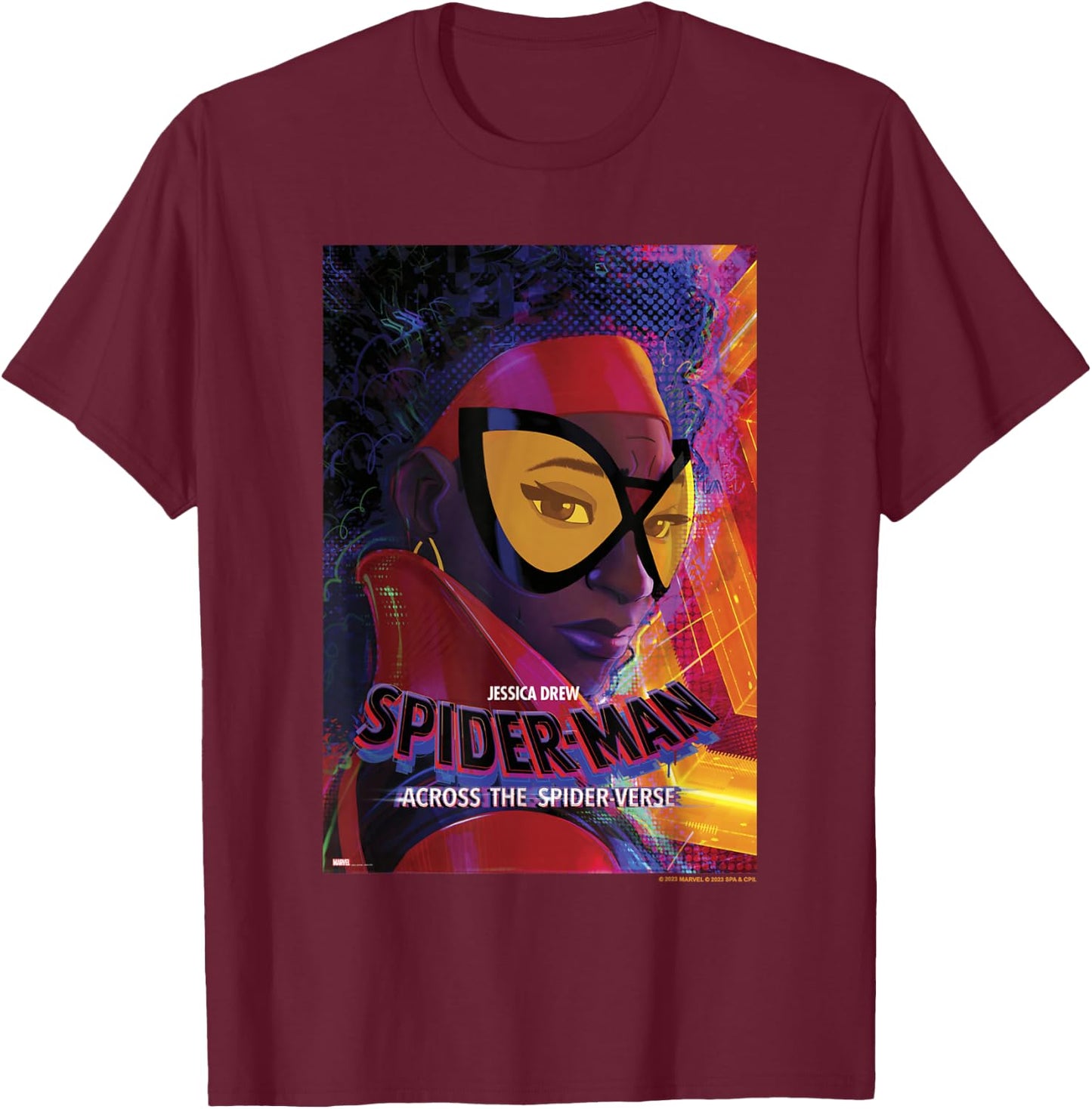 Marvel Spider-Man Across The Spider-Verse Part 1 Jess Drew T-Shirt - T-Shirt | Maroon