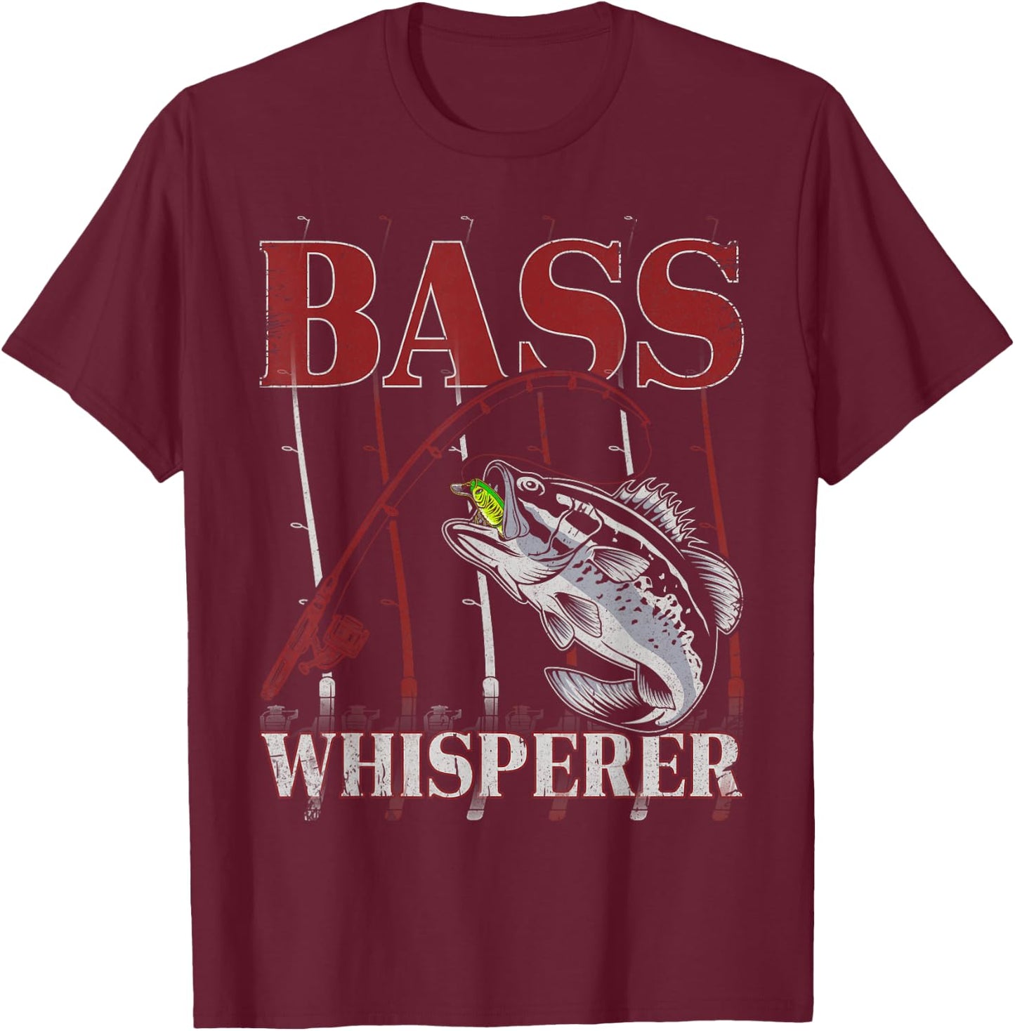 Patriotic Anglers American Bass Pro Whisperer Fisherman T-Shirt - T-Shirt | Maroon