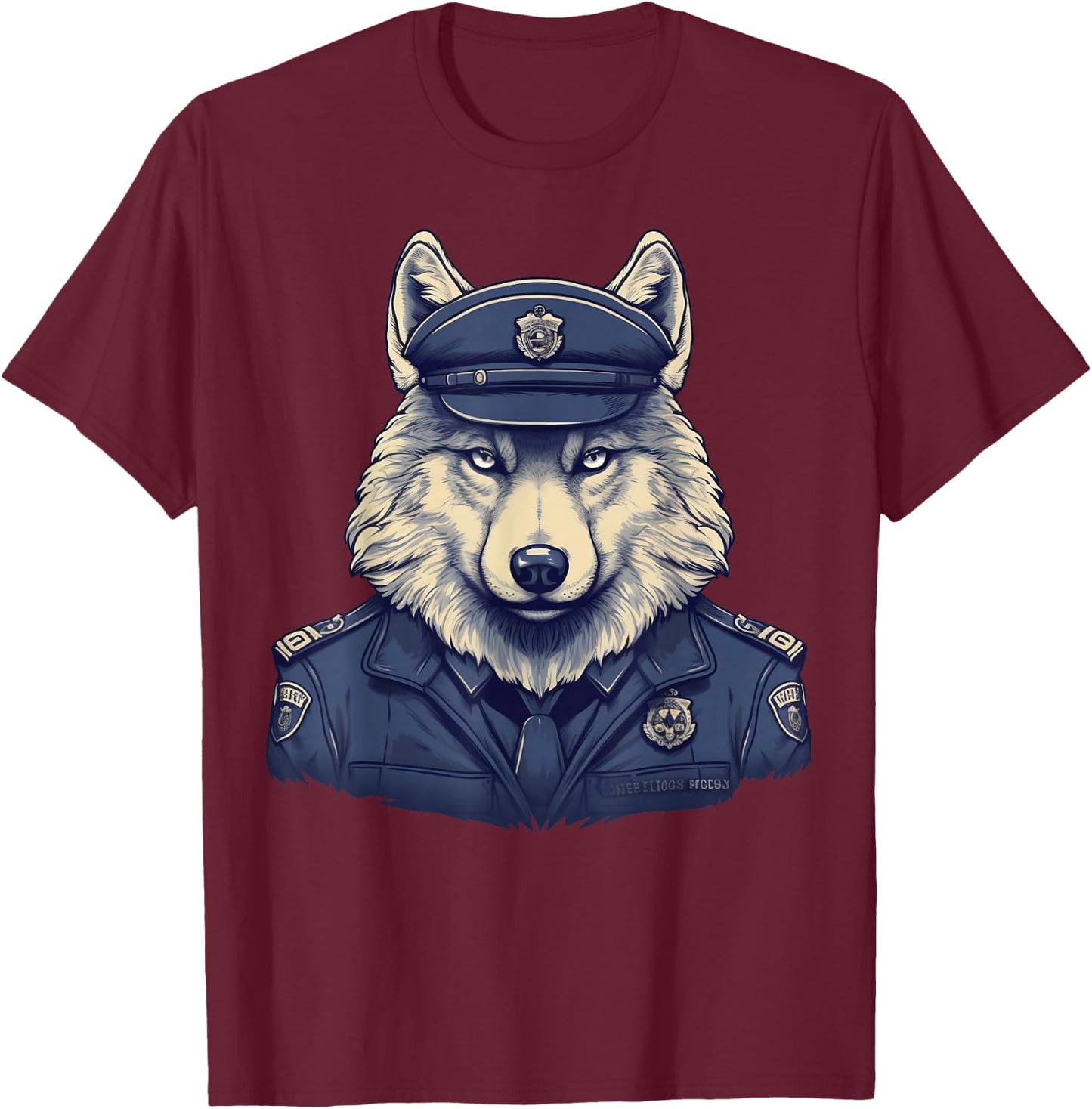 Police Officer Wolf Cop on Police Wolf T-Shirt - T-Shirt | Maroon