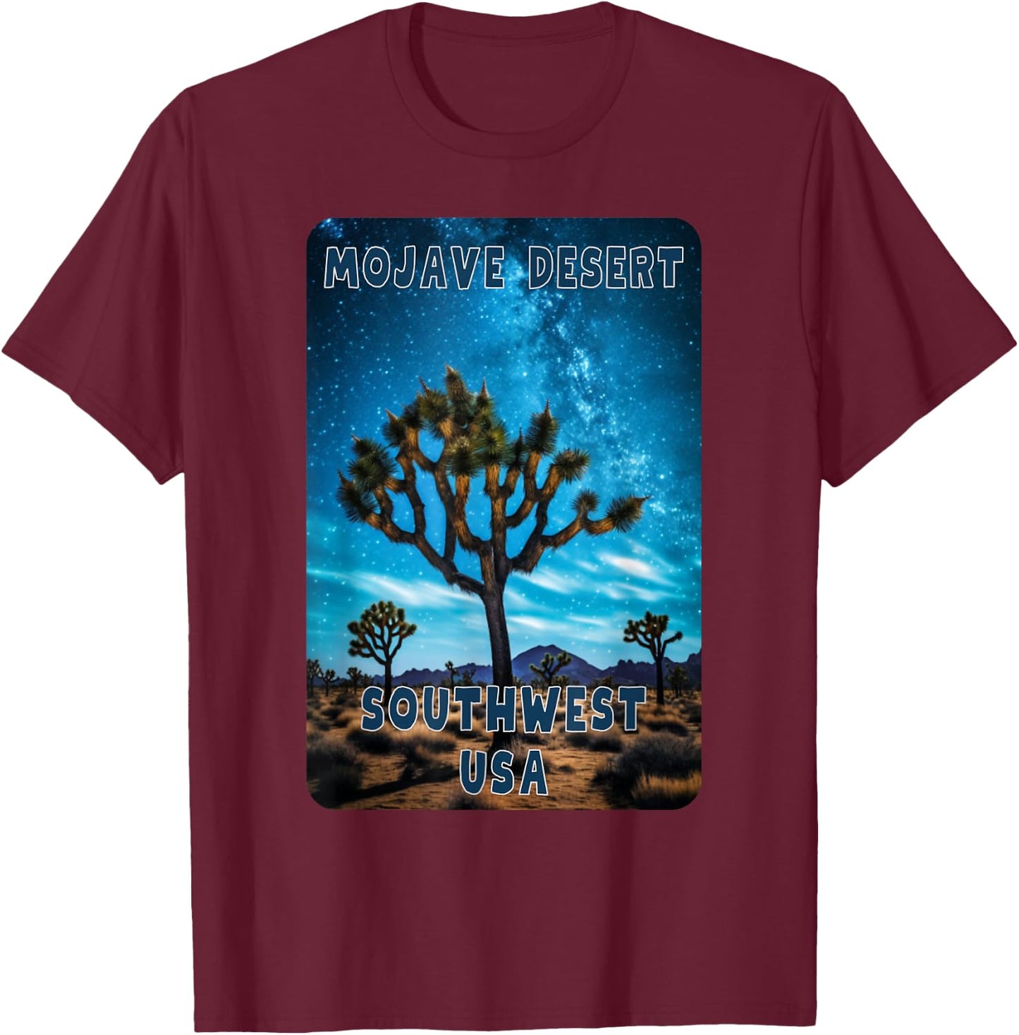 Mojave Desert Joshua Tree Stars T-Shirt - T-Shirt | Maroon